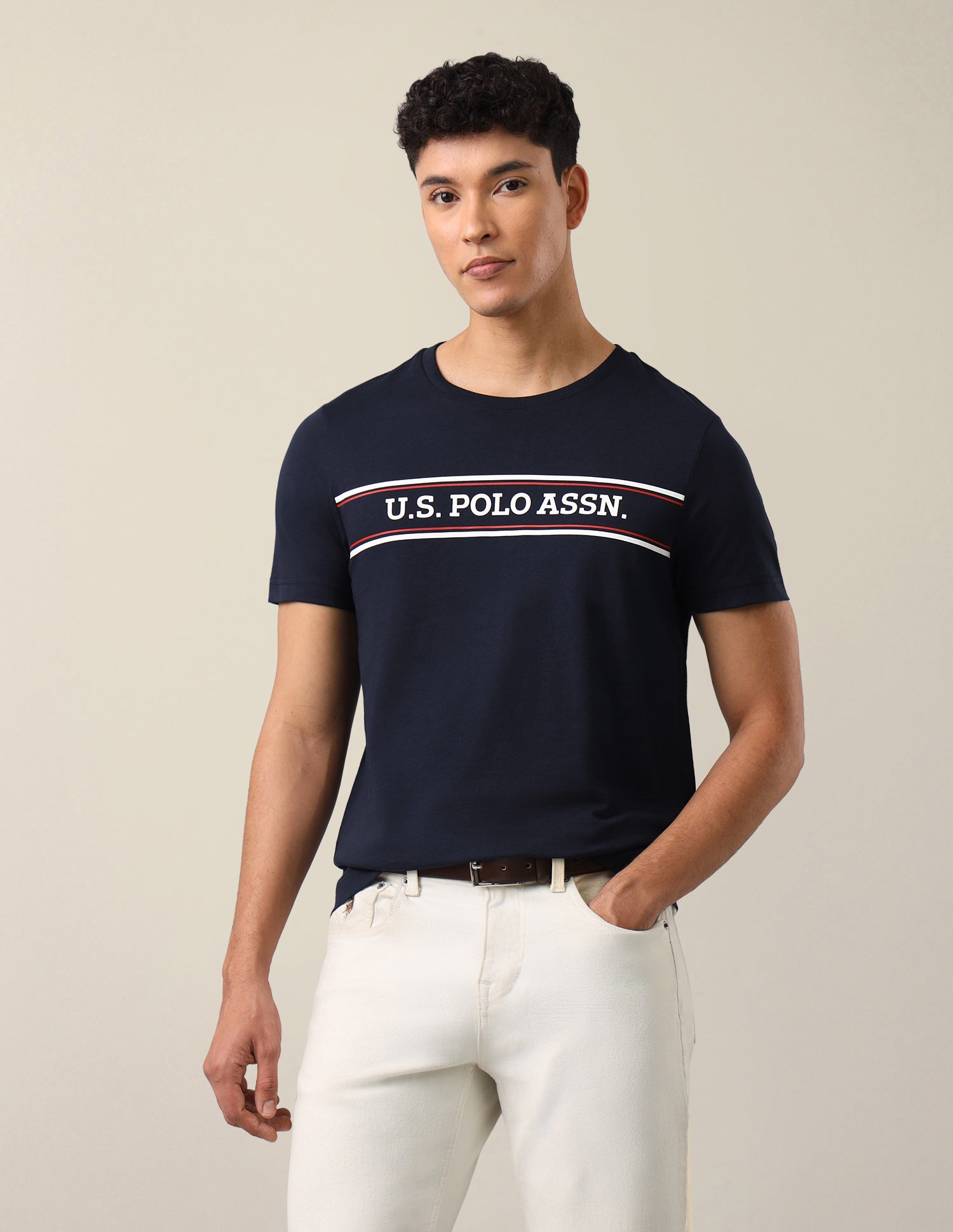 Brand Printed Regular Fit T-Shirt Navy - U.S. Polo Assn. India | Large