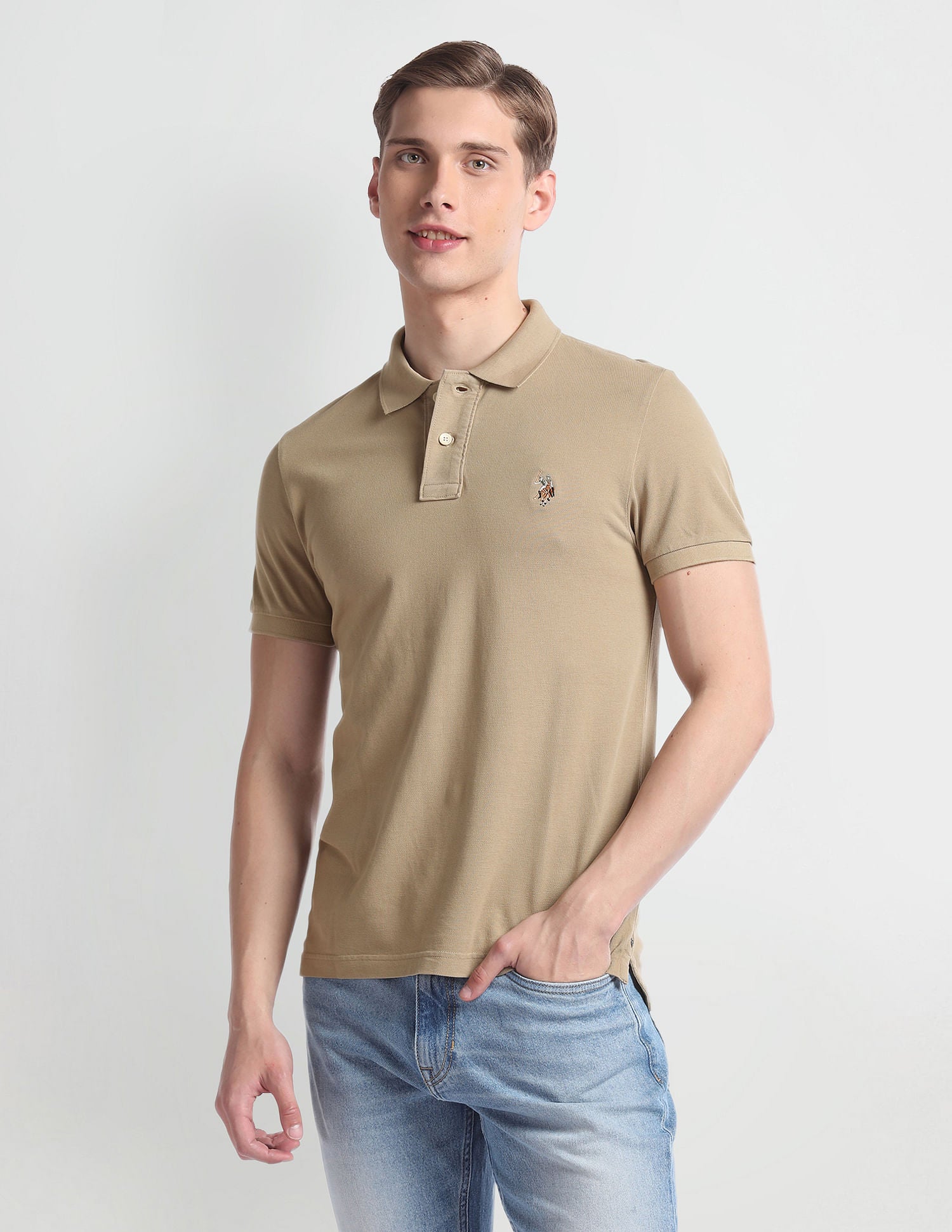 Solid Cotton Muscle Fit Polo Shirt