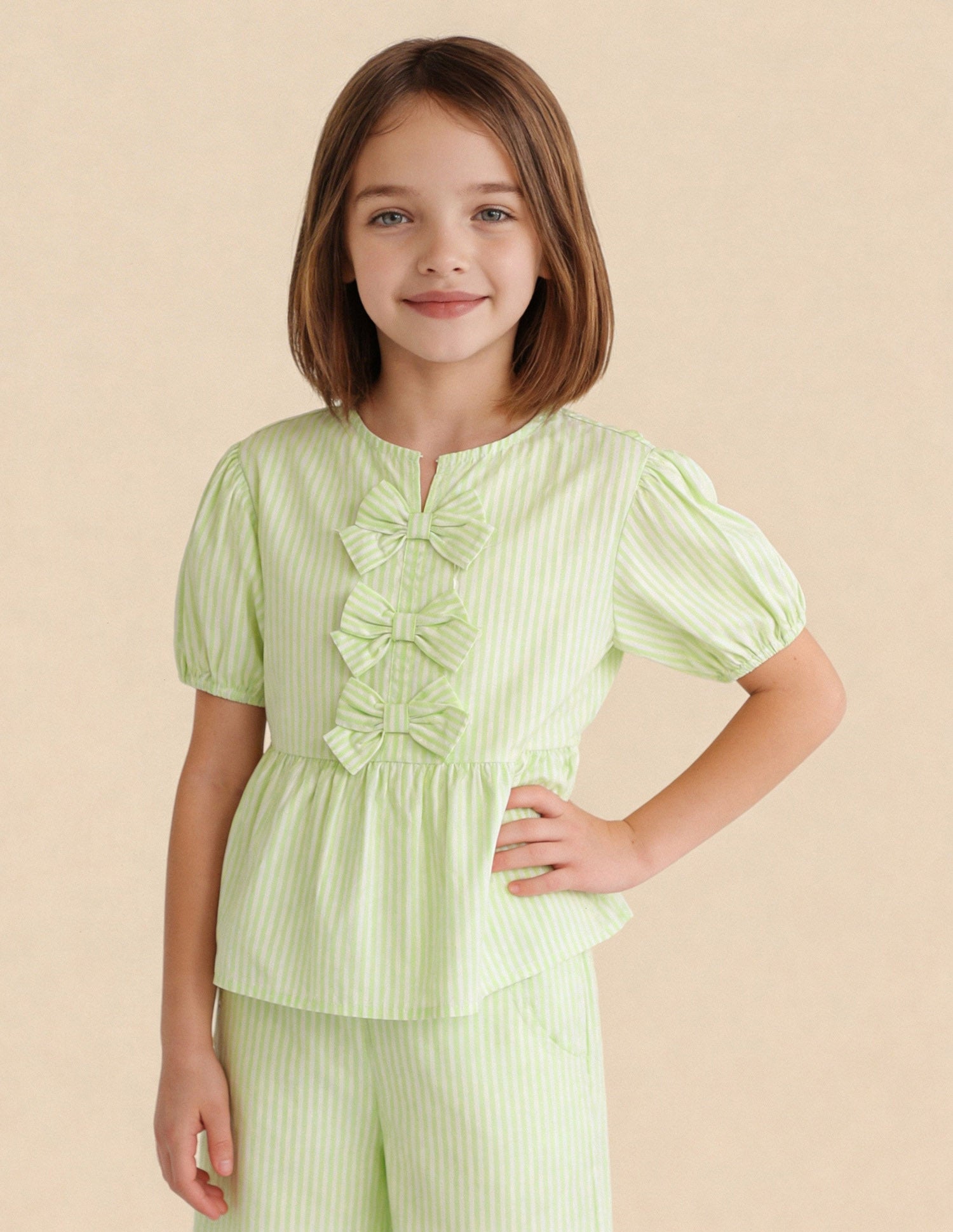 Vertical Striped Bow Top