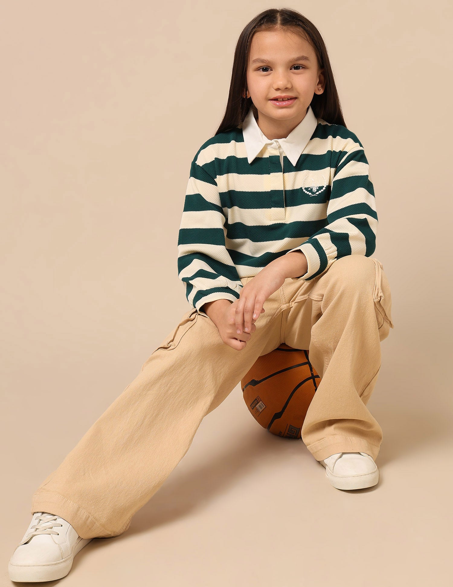 Girls Horizontal Striped Patterned Knit Top