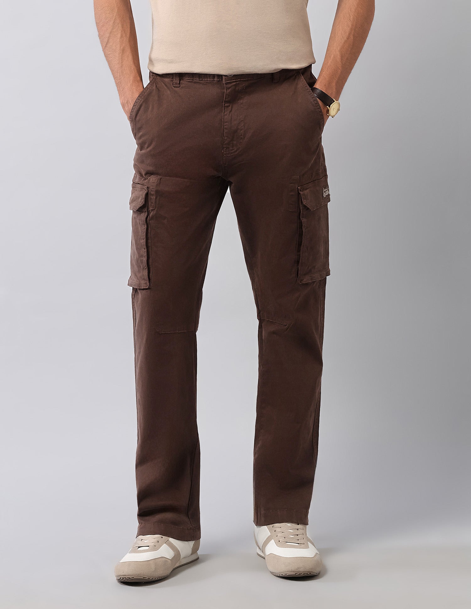 Straight Fit Solid Cargos Choco Brown - U.S. Polo Assn. India | Large