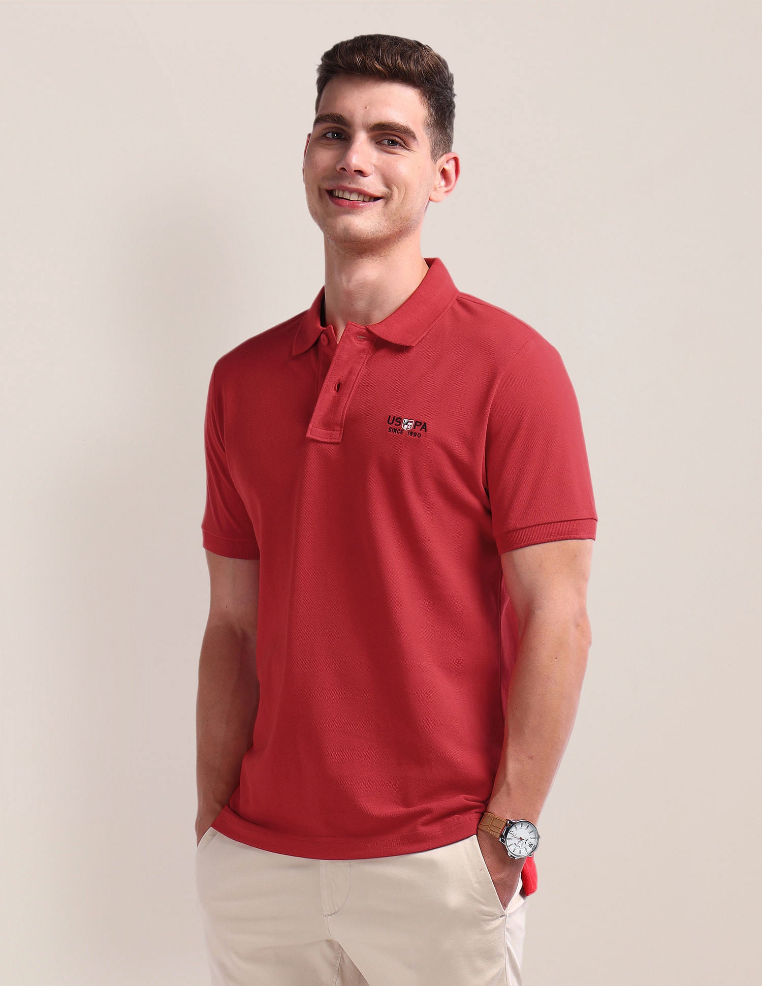 Short Sleeve Solid Polo Shirt Red - U.S. Polo Assn. India | Large