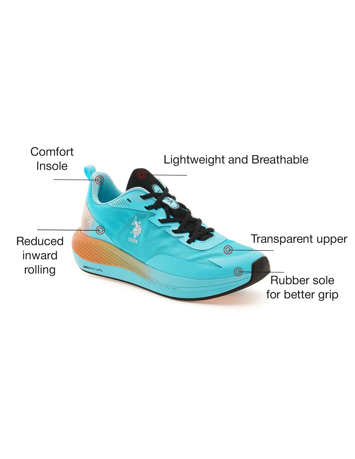 Men Severin Lt. Blue Uspa Sport  Runpro Running Shoes Blue - U.S. Polo Assn. India | Large