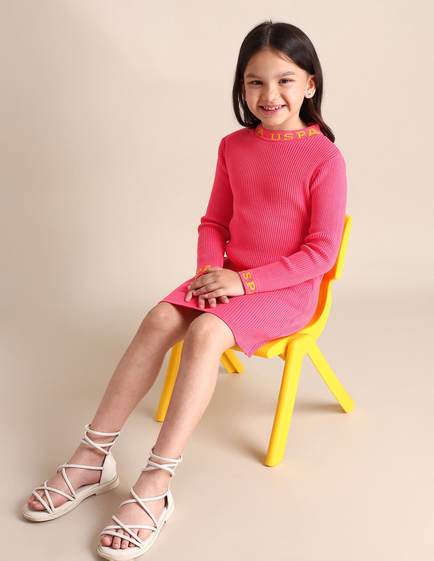 Girls Brand Taped Ribbed Dress