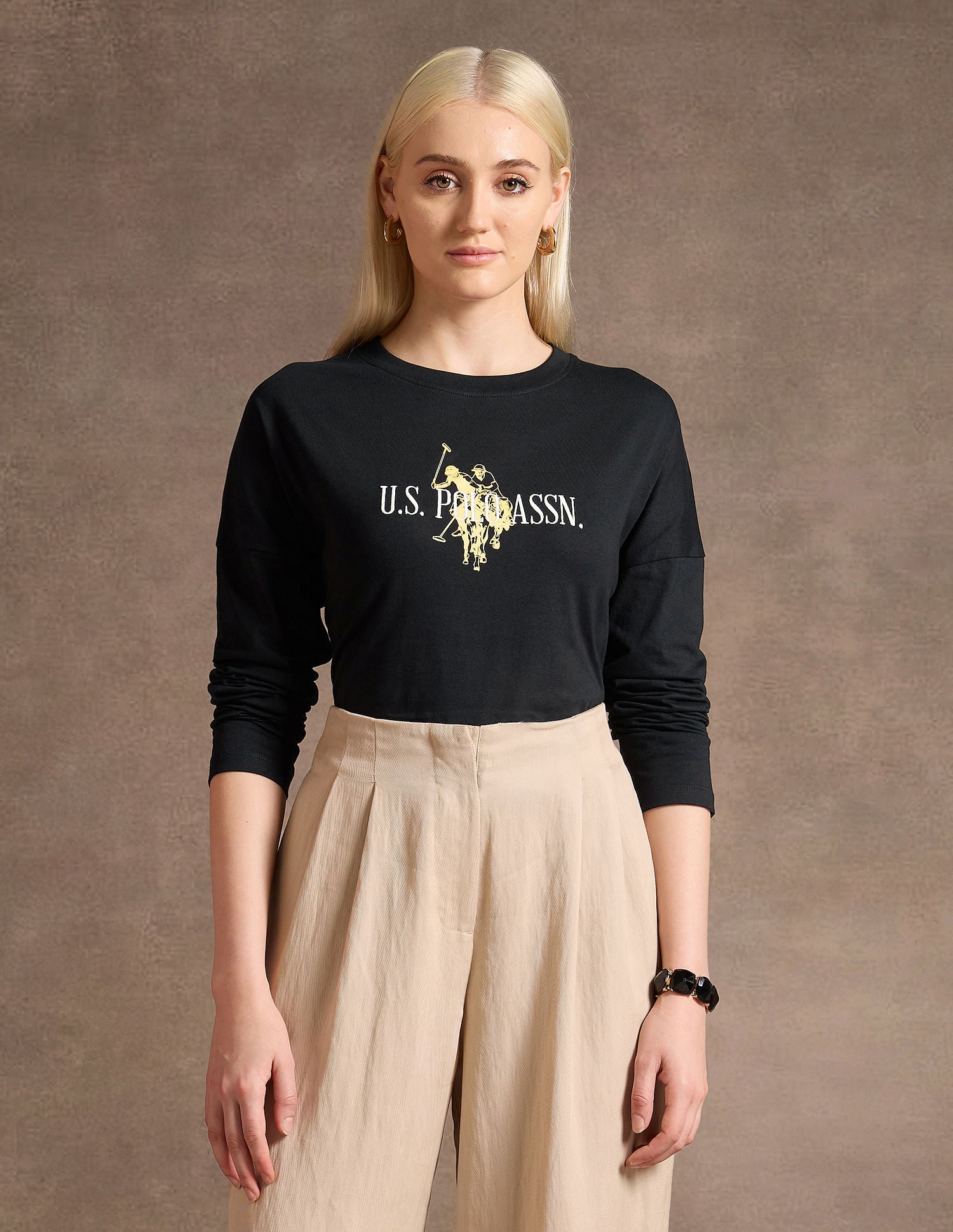 Drop Shoulder Embroidered Cotton T-Shirt