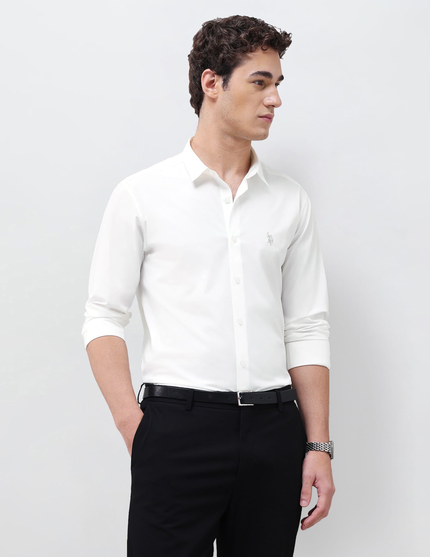 Solid Regular Fit Shirt White - U.S. Polo Assn. India | Large