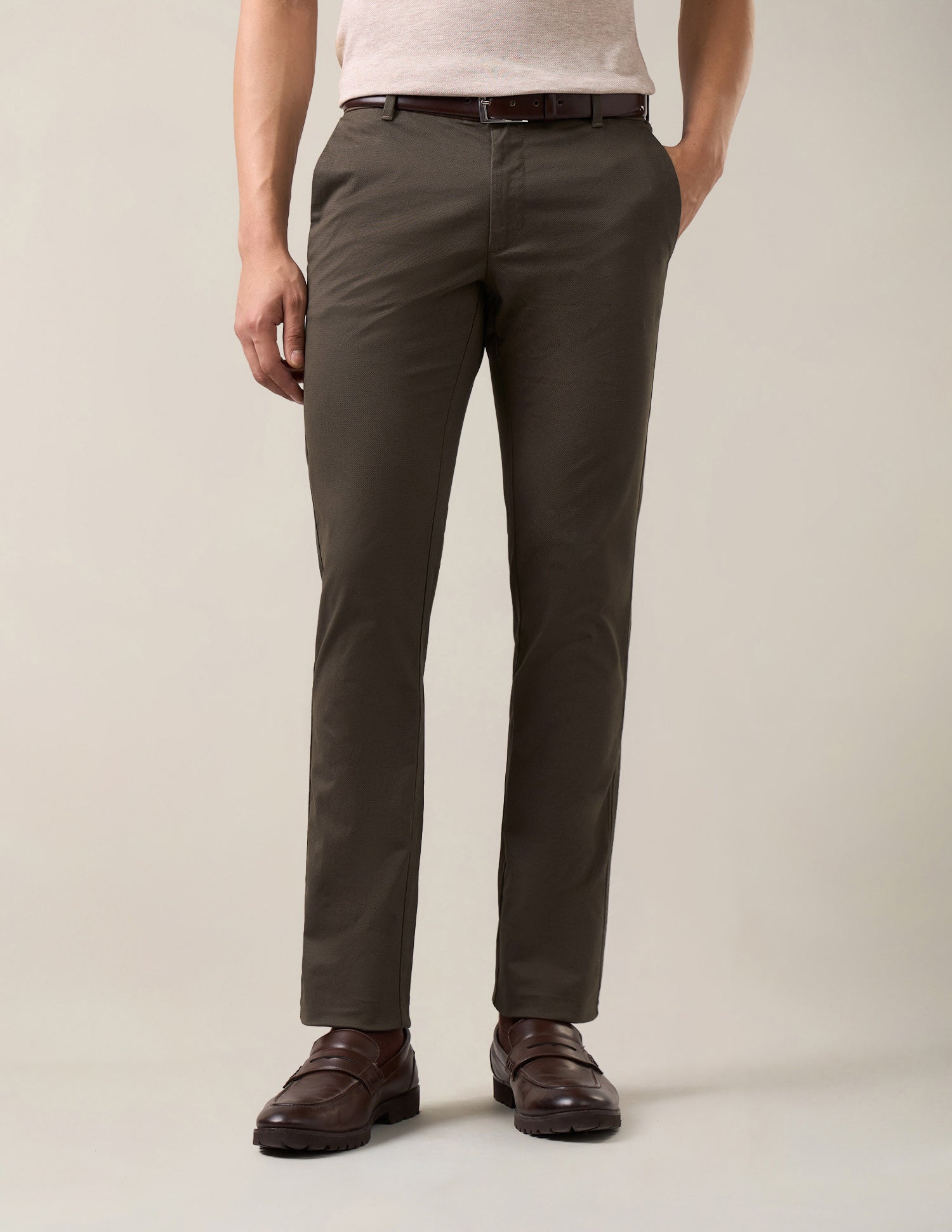 Denver Slim Fit Twill Trousers Brown - U.S. Polo Assn. India | Large