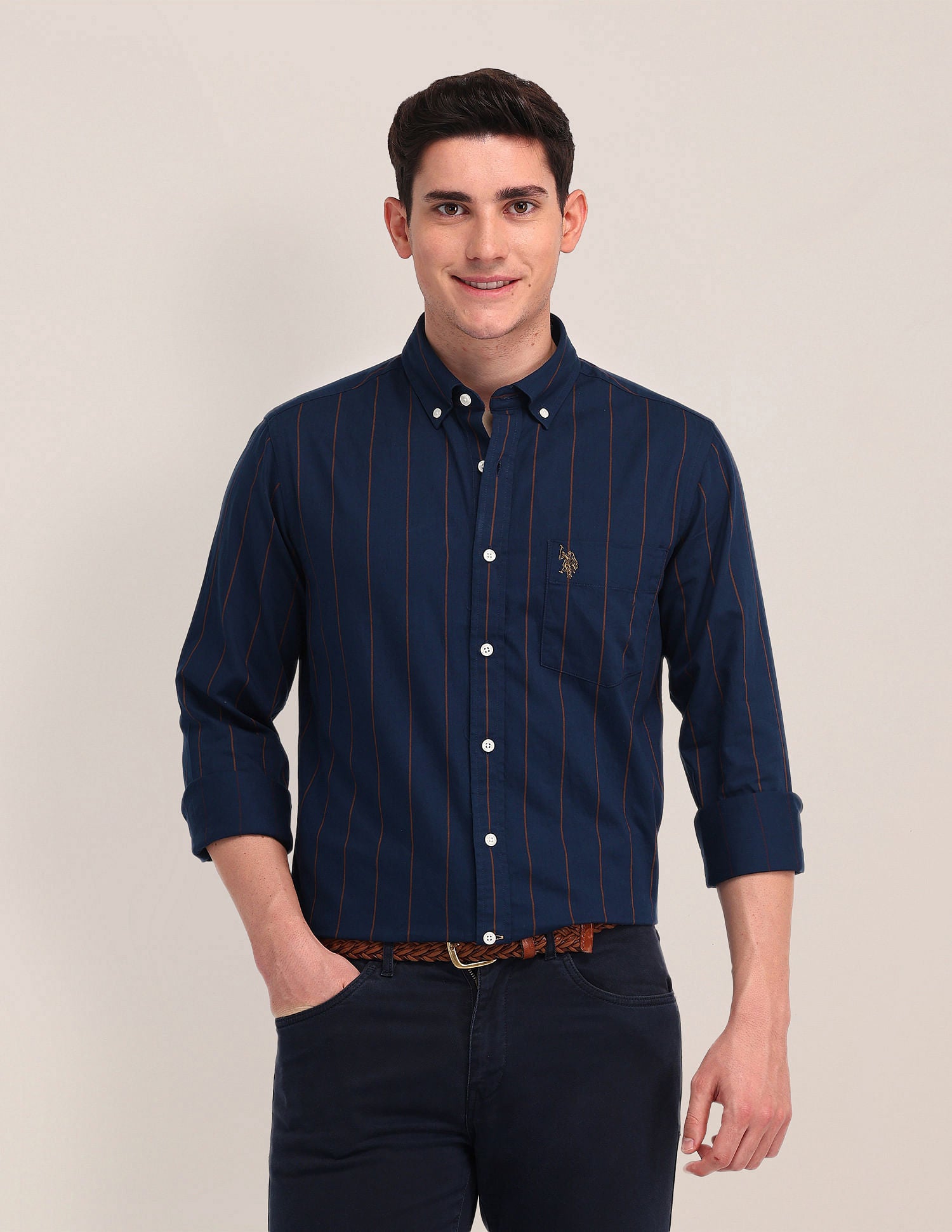 Tailored Fit Twill Striped Shirt