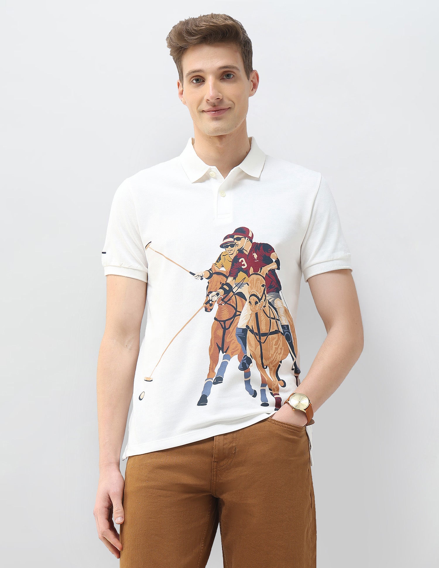 Graphic Brand Printed Motel On The Coast Polo Shirt