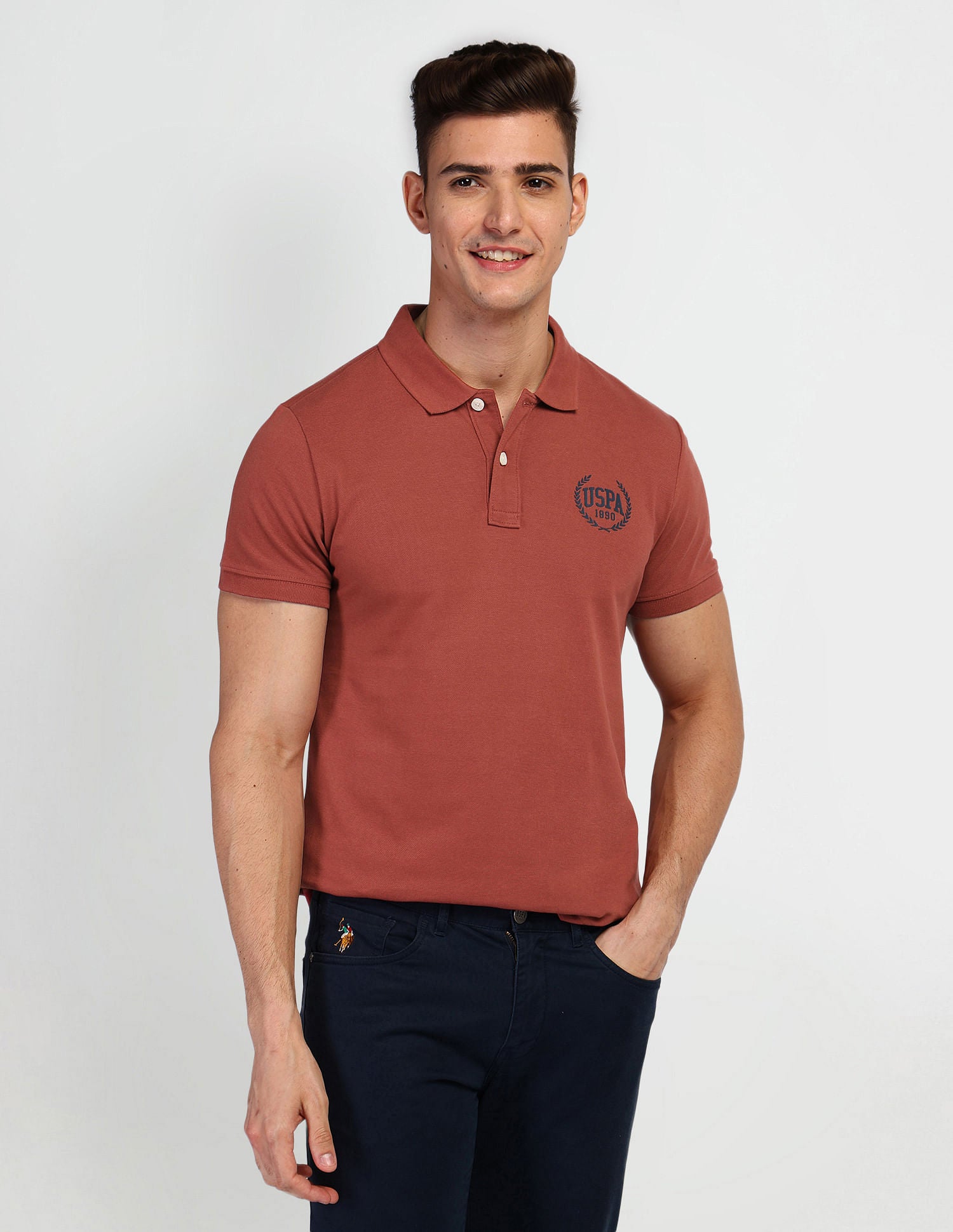 Brand Print Polo Shirt Red - U.S. Polo Assn. India | Large