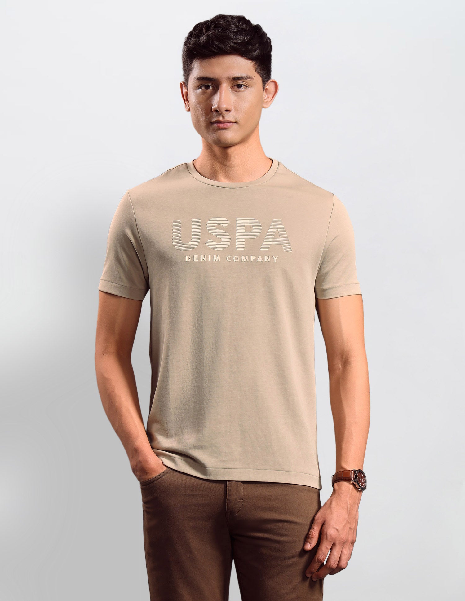 Brand Embossed Regular Fit T-shirt