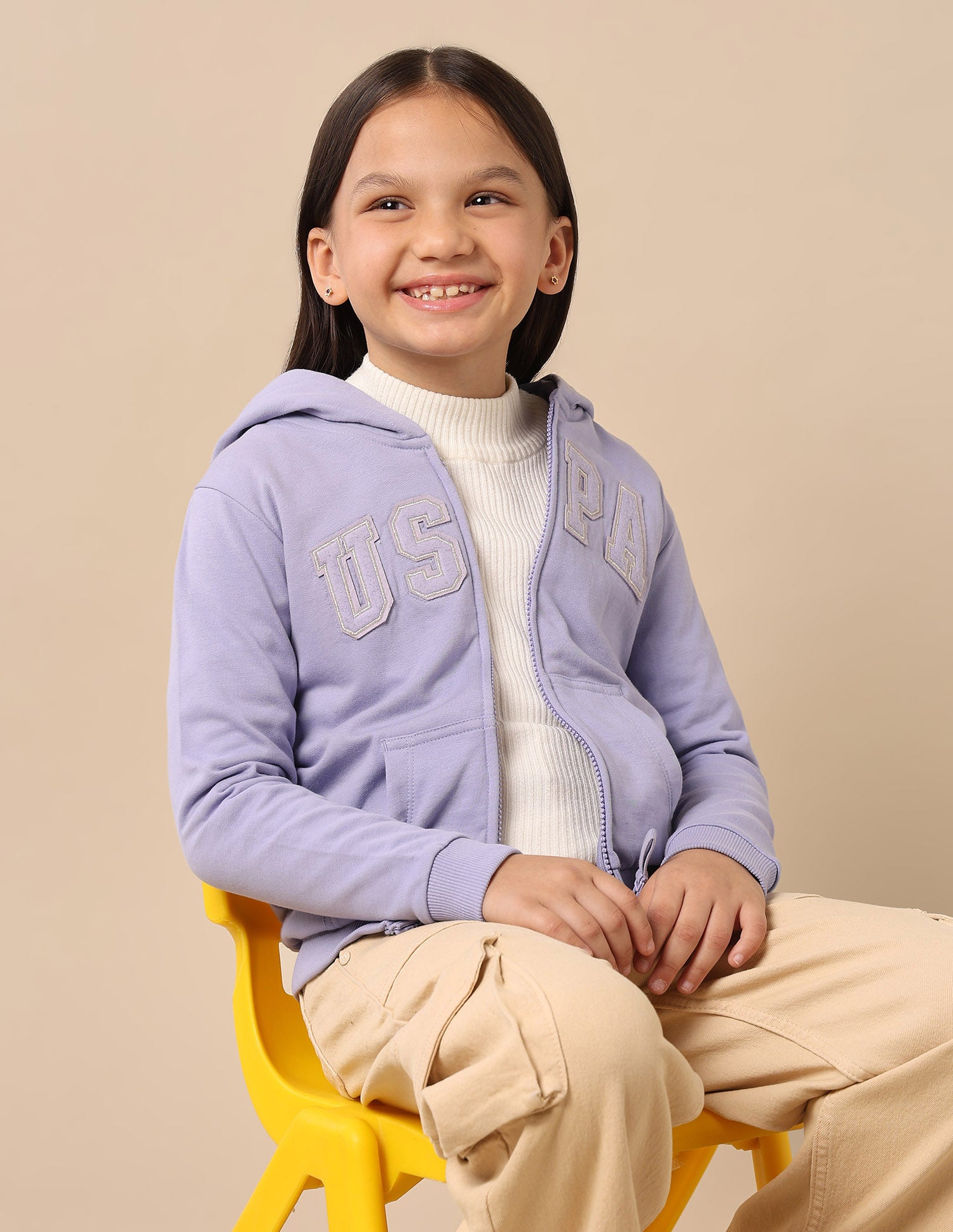 Girls Solid Hood Sweatshirt