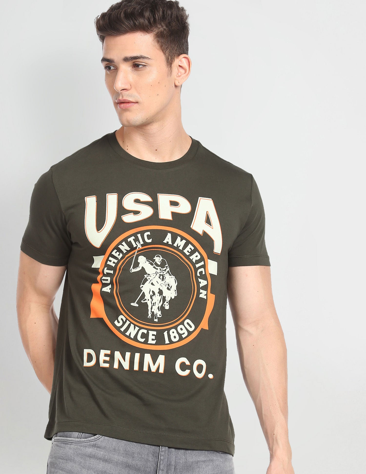 Slim Fit Crew Neck T-Shirt Olive - U.S. POLO ASSN. | Large