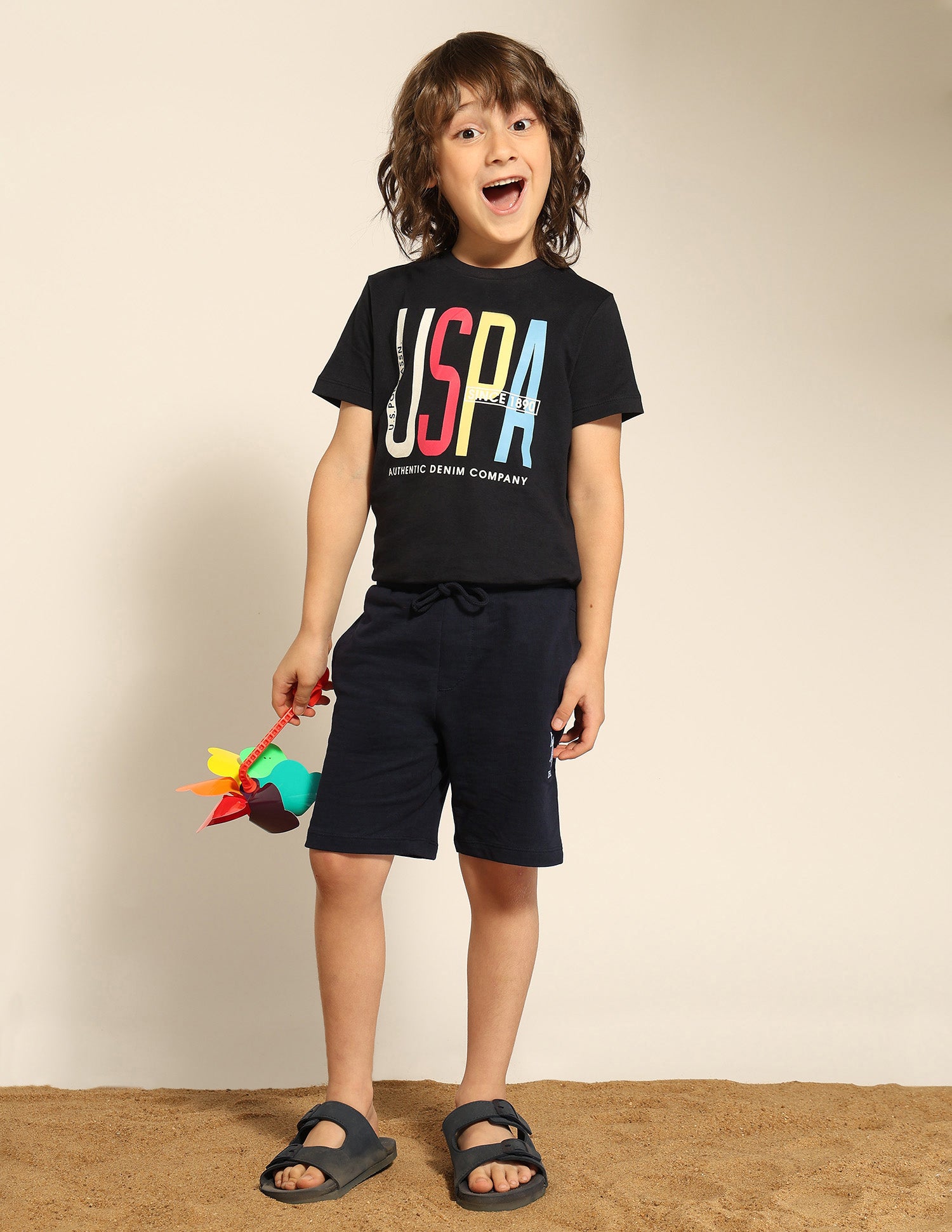 Boys Pure Cotton Mid Rise Shorts Navy - U.S. POLO ASSN. | Large