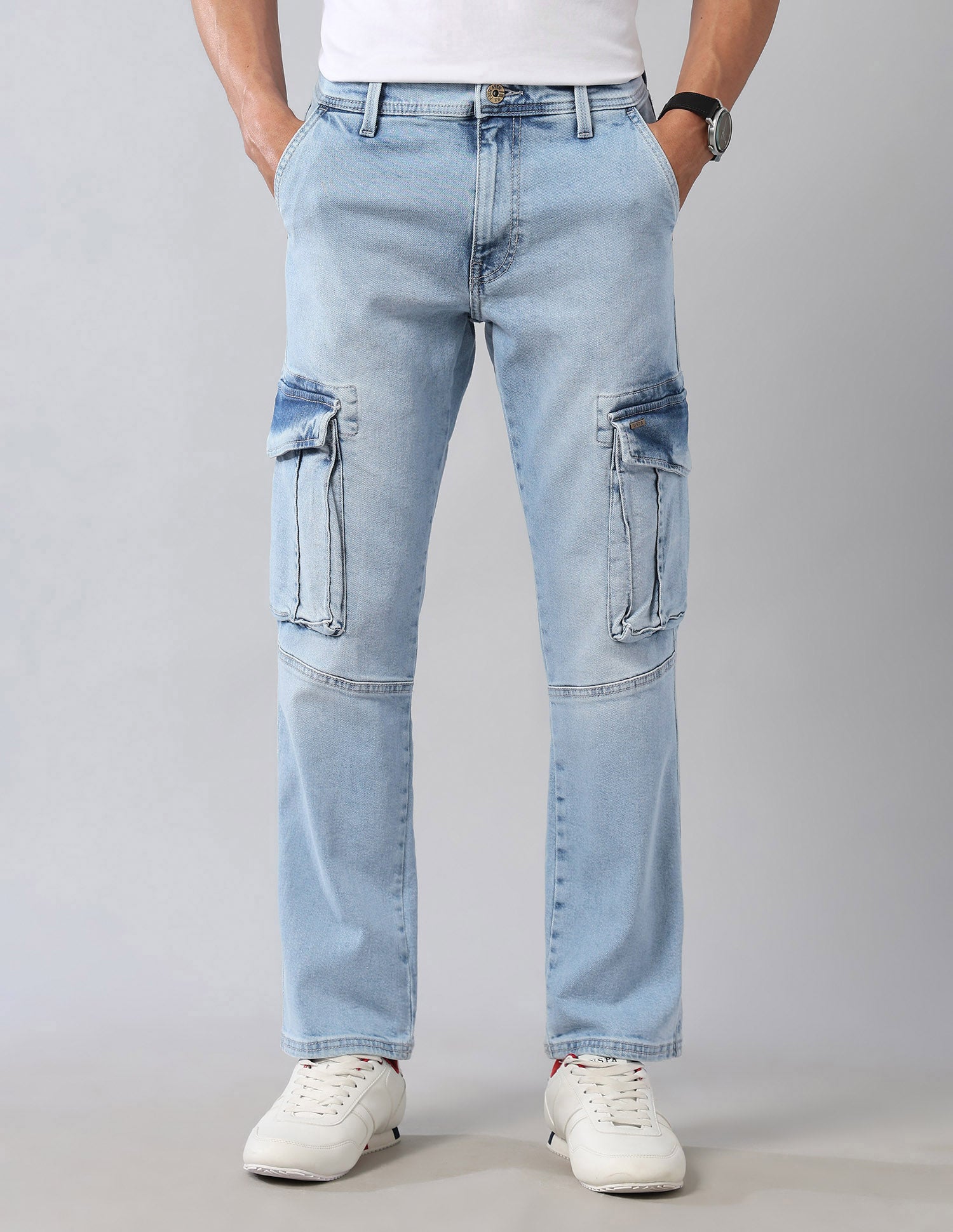 Harold Slim Straight Fit Blue Jeans Light Wash - U.S. Polo Assn. India | Large