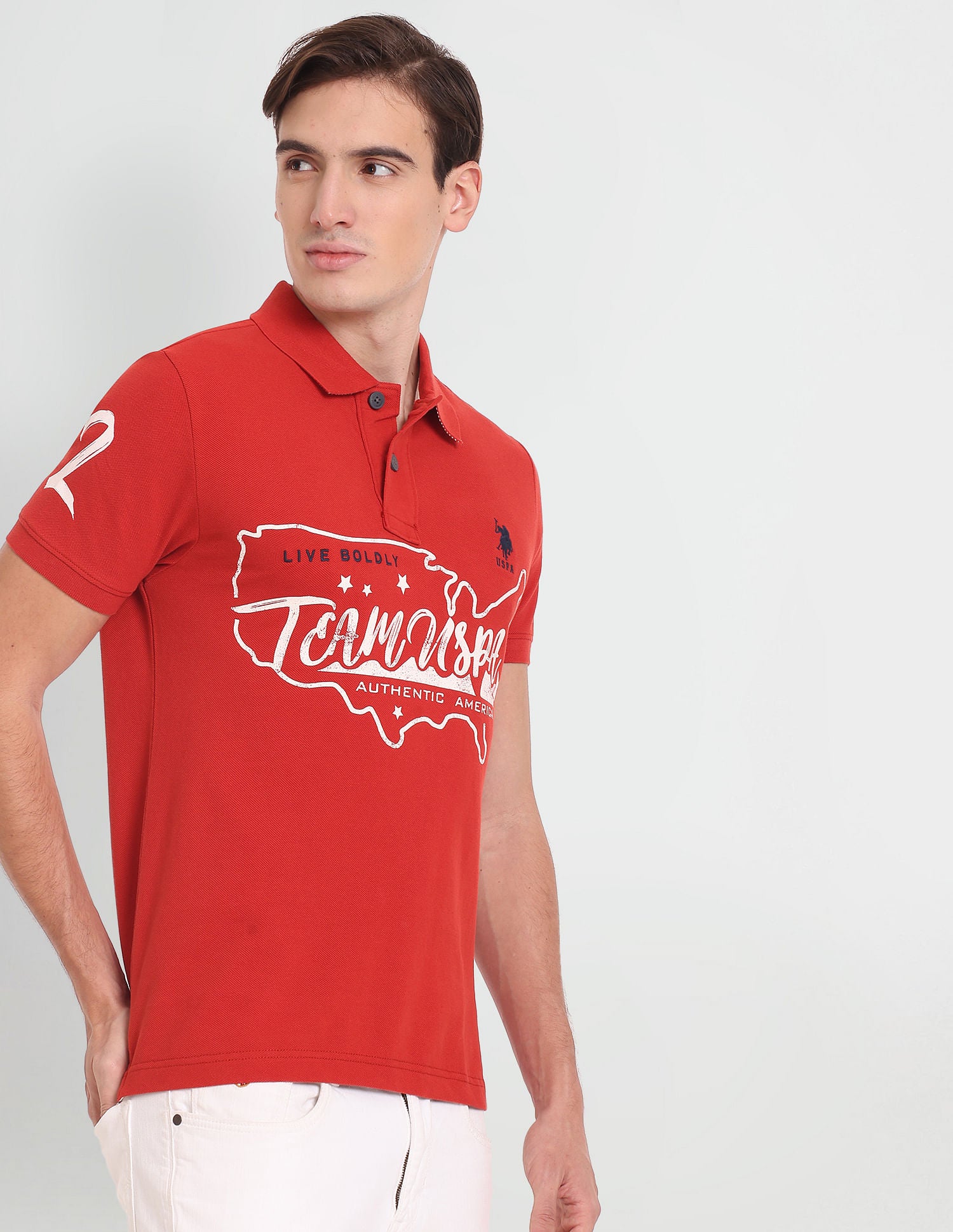 Iconic Graphic Print Polo Shirt Red - U.S. Polo Assn. India | Large