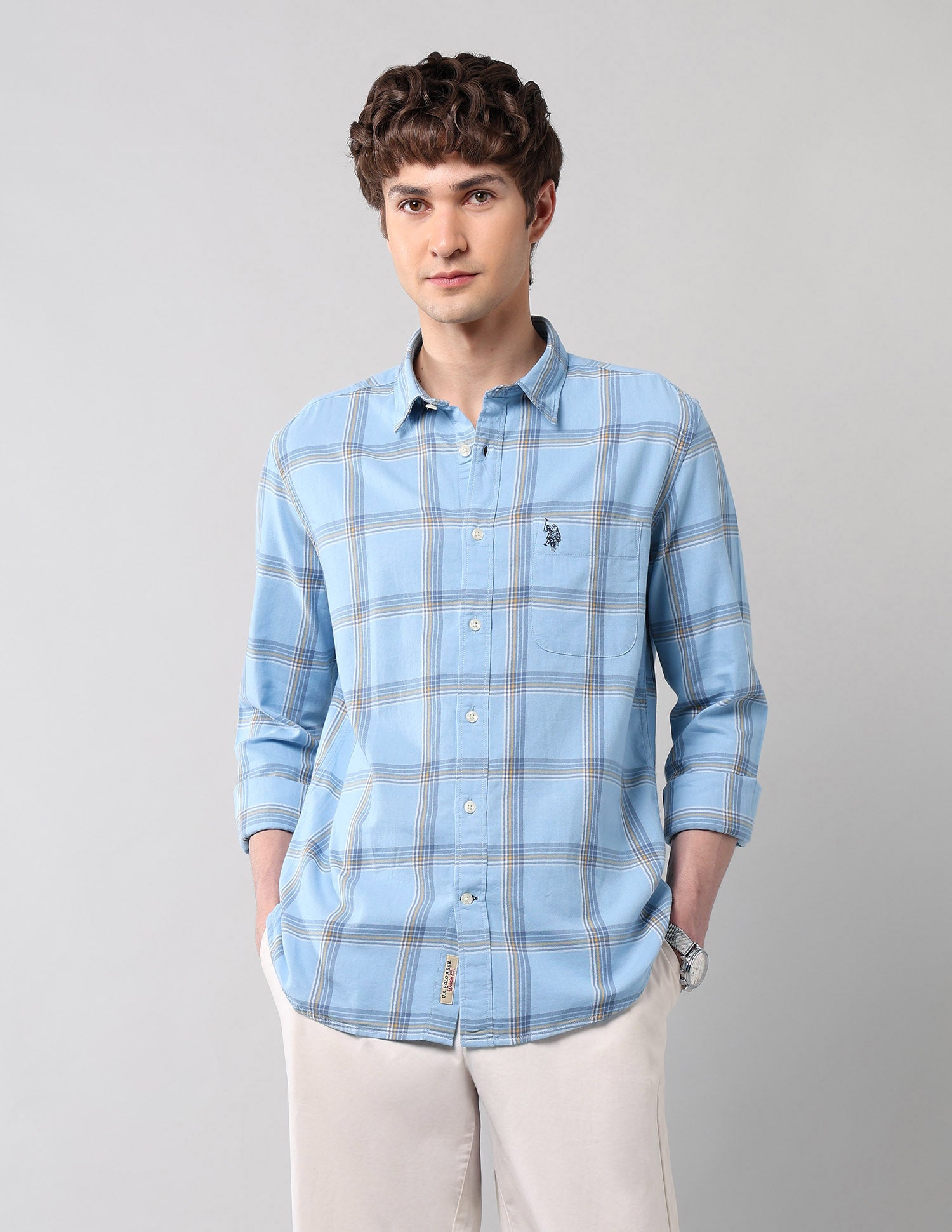 Grid Tattersall Checked Pure Cotton Shirt