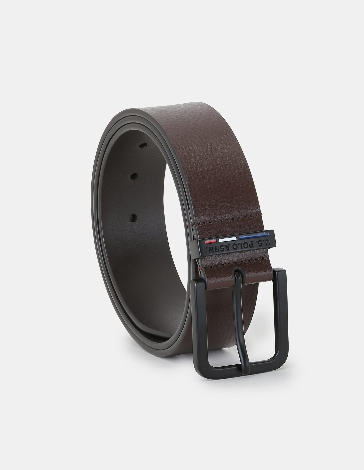 Textured Leather Belt Dark Brown - U.S. Polo Assn. India | Large