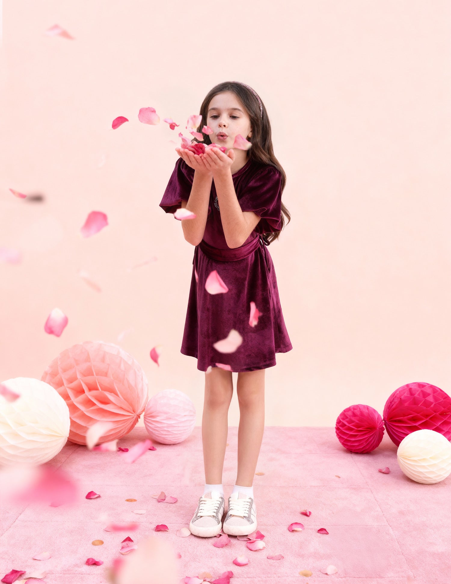 Girls Solid Fit & Flare Dress