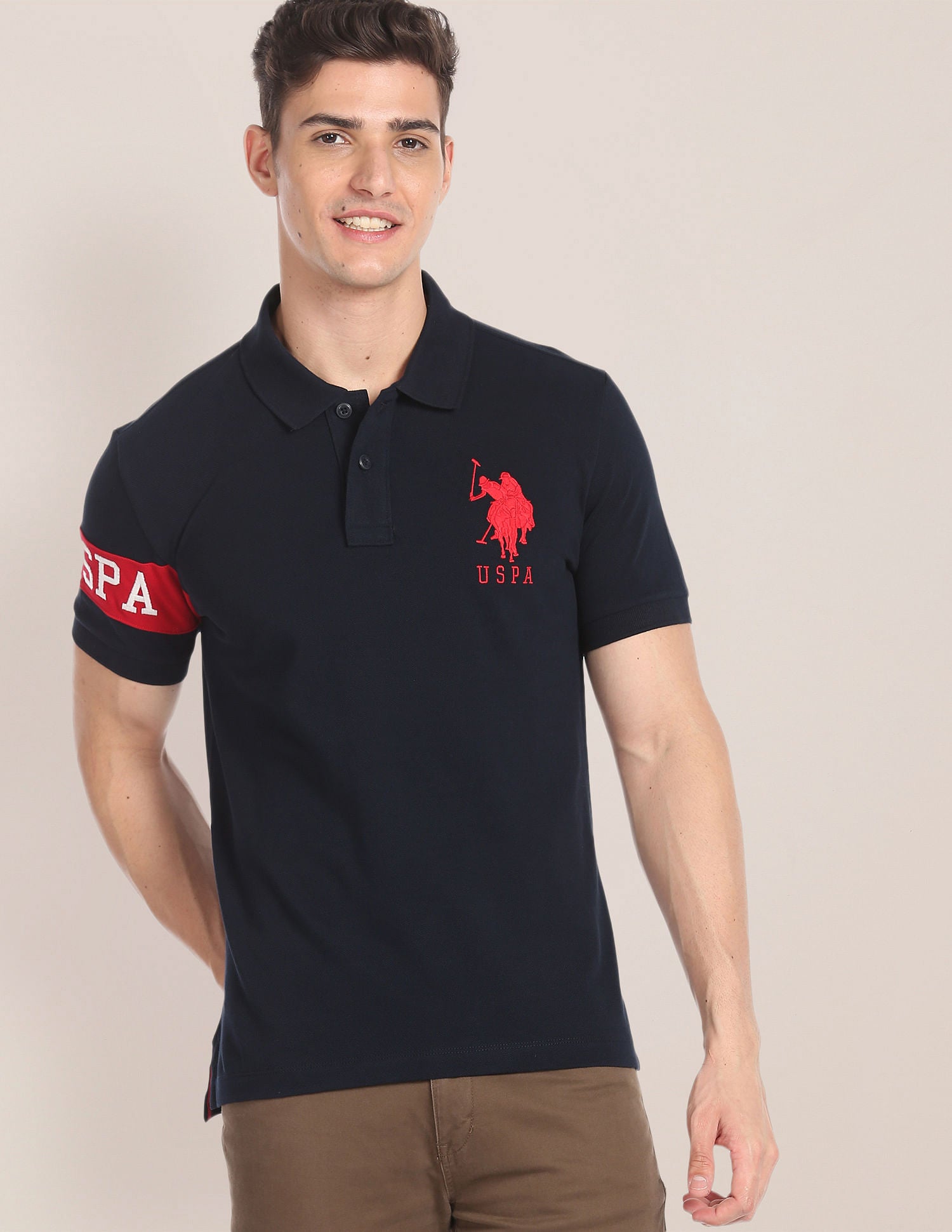 Solid Pique Polo Shirt Navy - U.S. POLO ASSN. | Large