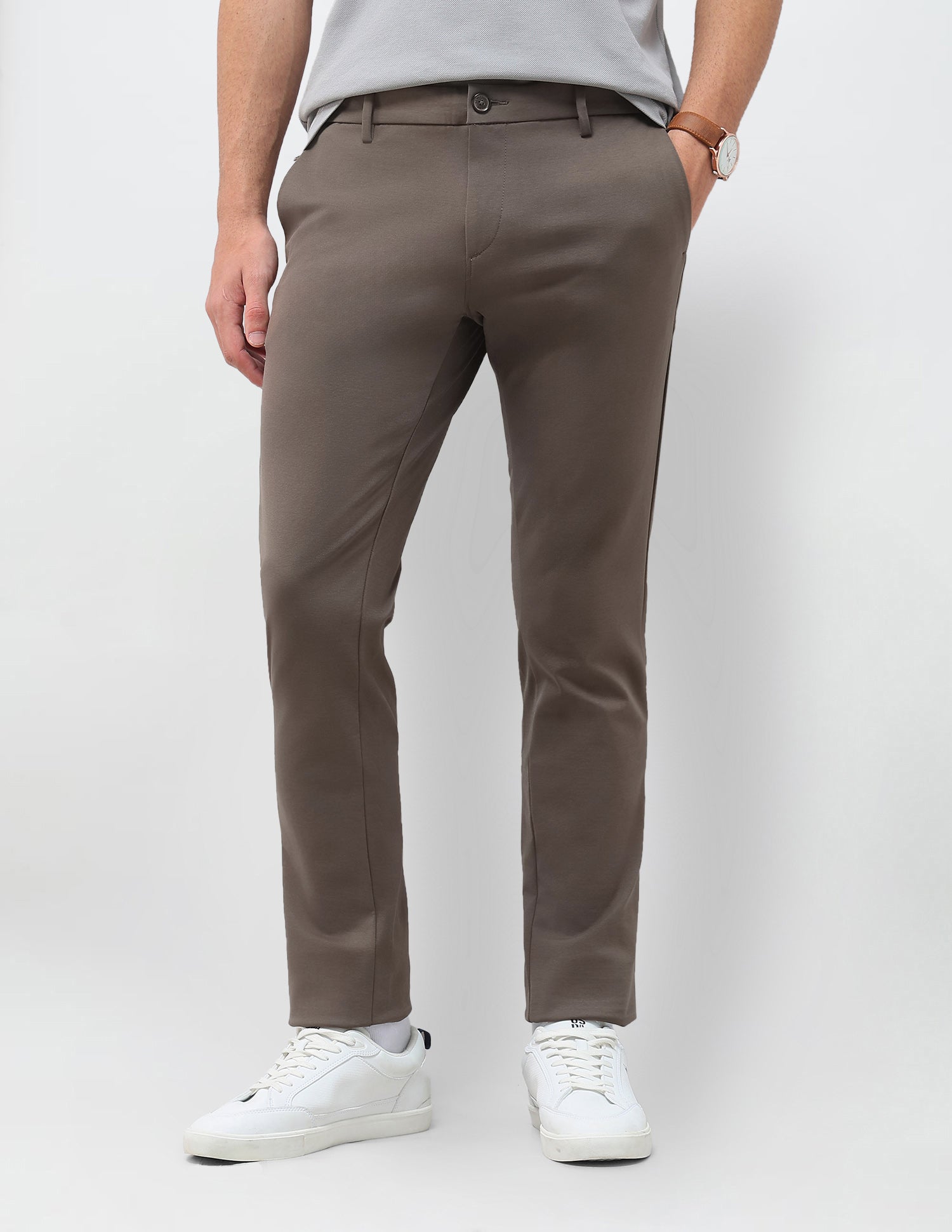 Satin Slim Fit Trousers Brown - U.S. Polo Assn. India | Large