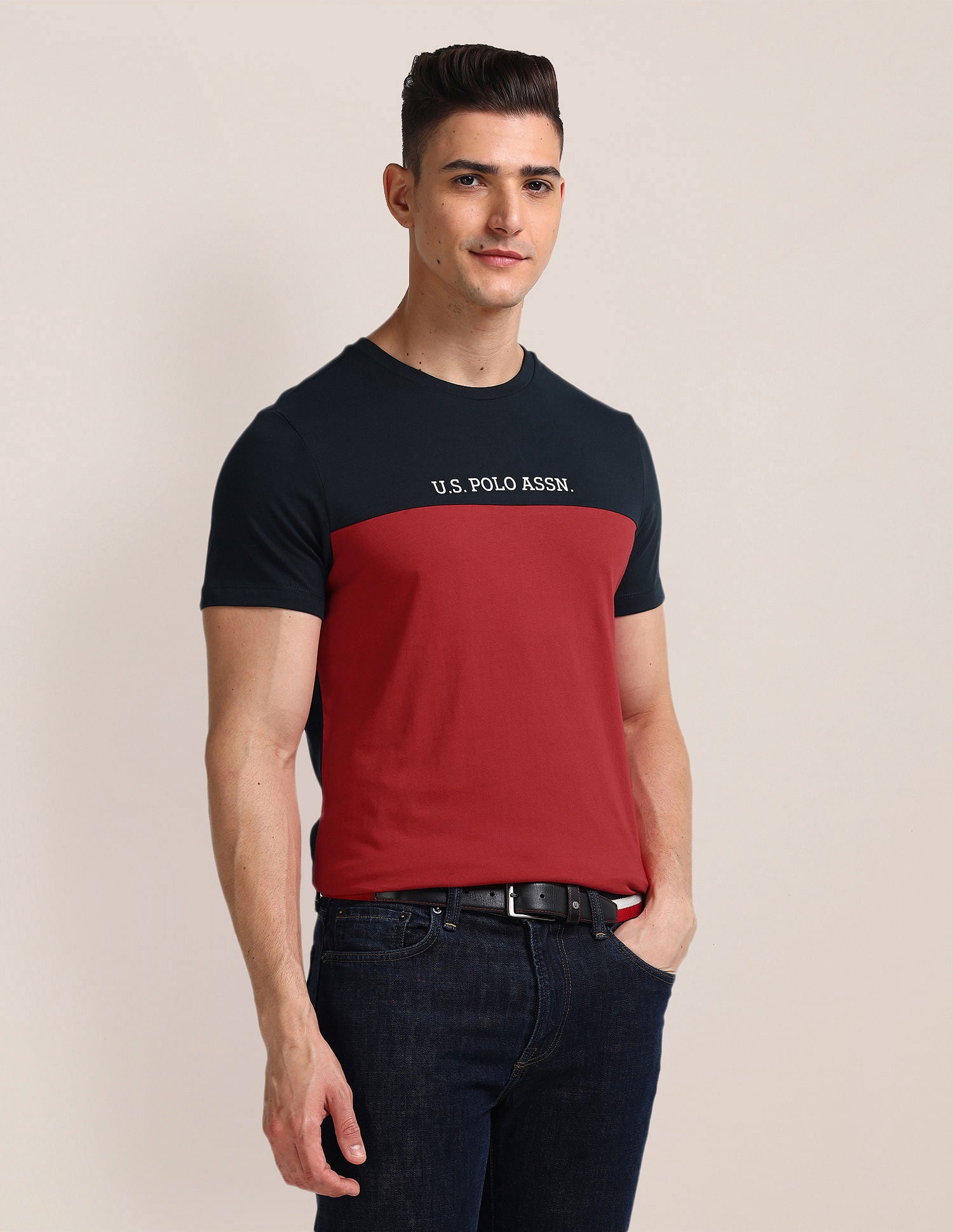 Brand Printed Slim Fit T-Shirt Navy - U.S. Polo Assn. India | Large