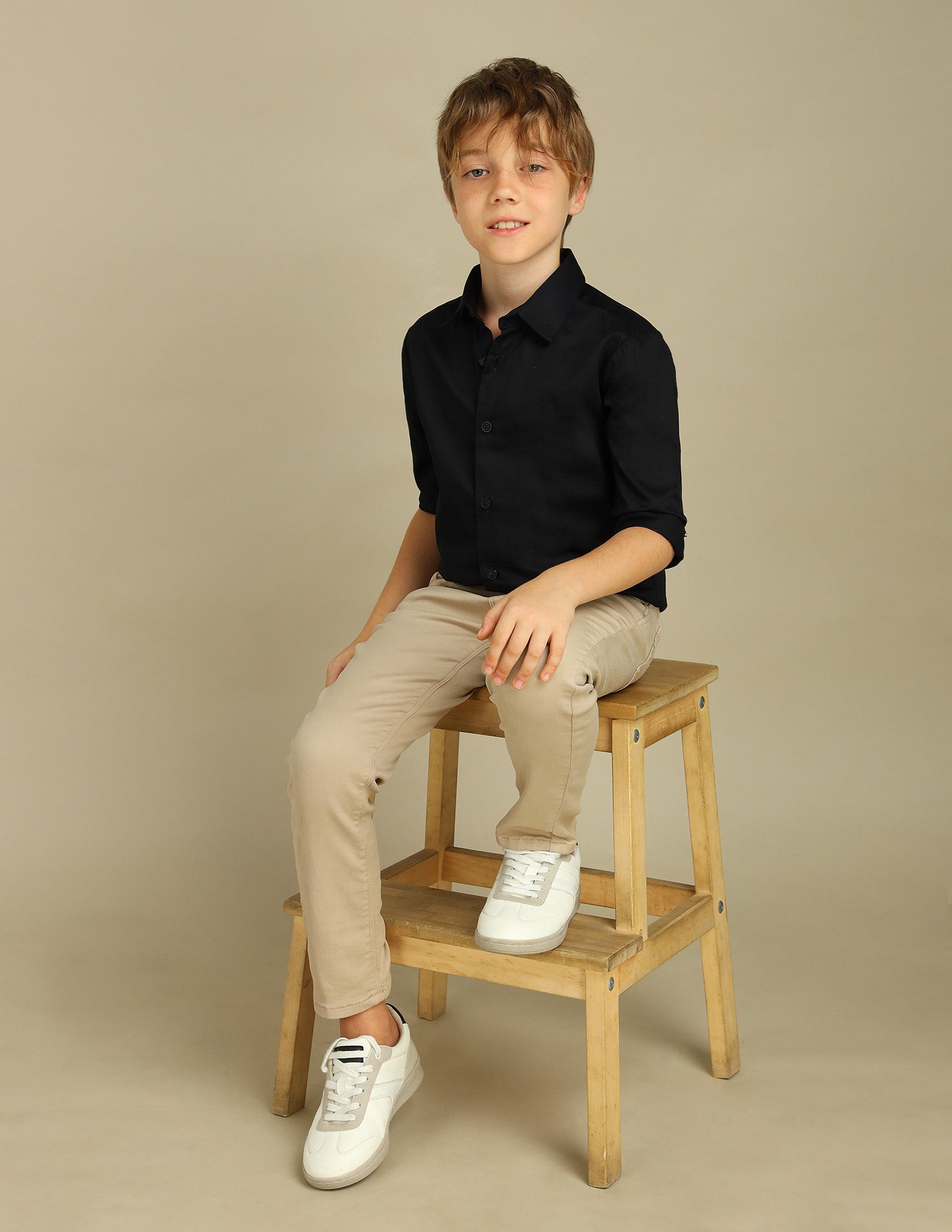 Boys Sateen Cotton Shirt Black - U.S. Polo Assn. India | Large