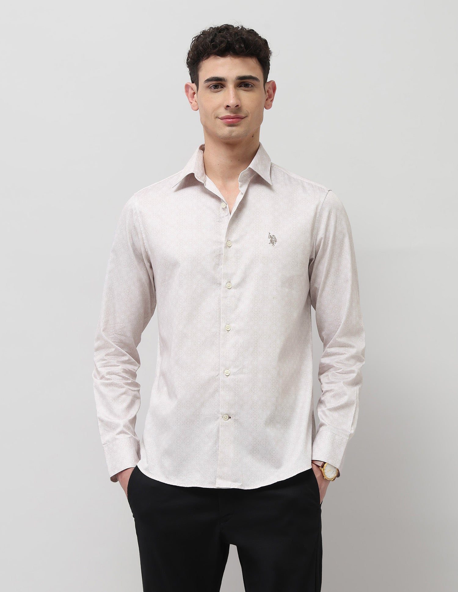 Pure Cotton Geometric Printed Shirt