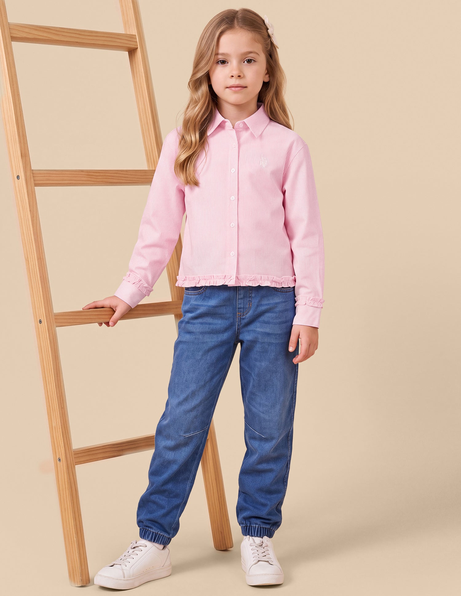 Vertical Striped Relaxed Fit Top Pink - U.S. Polo Assn. India | Large