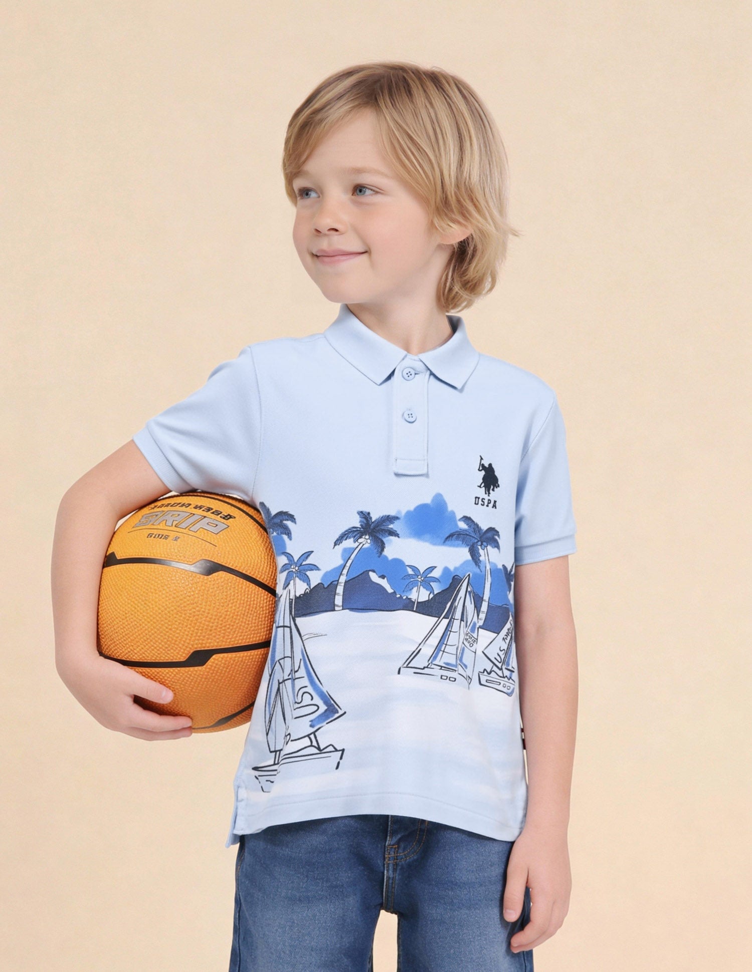 Boys Graphic Printed Polo Shirt