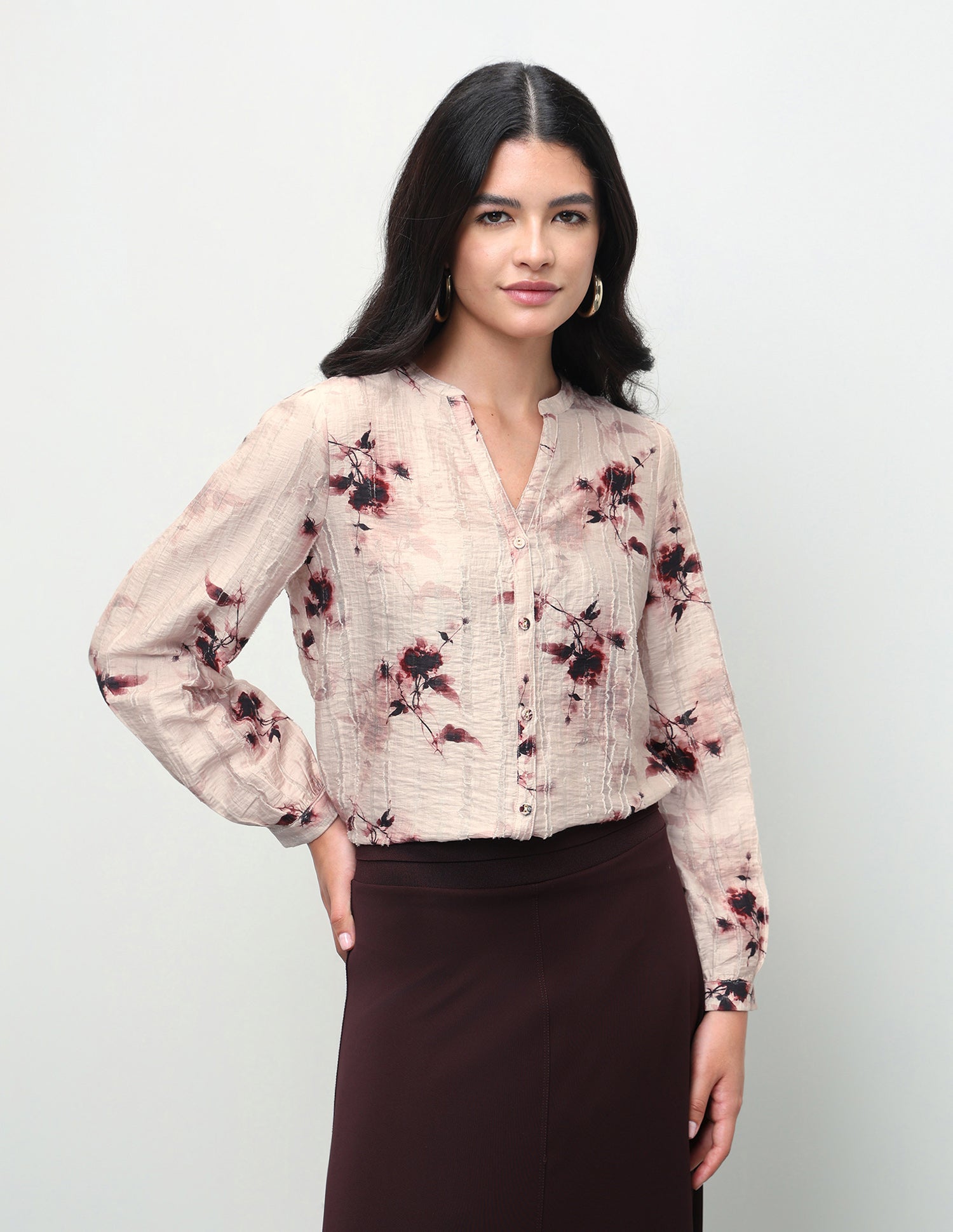 Floral Printed Relaxed Fit Top Wine - U.S. Polo Assn. India | Large
