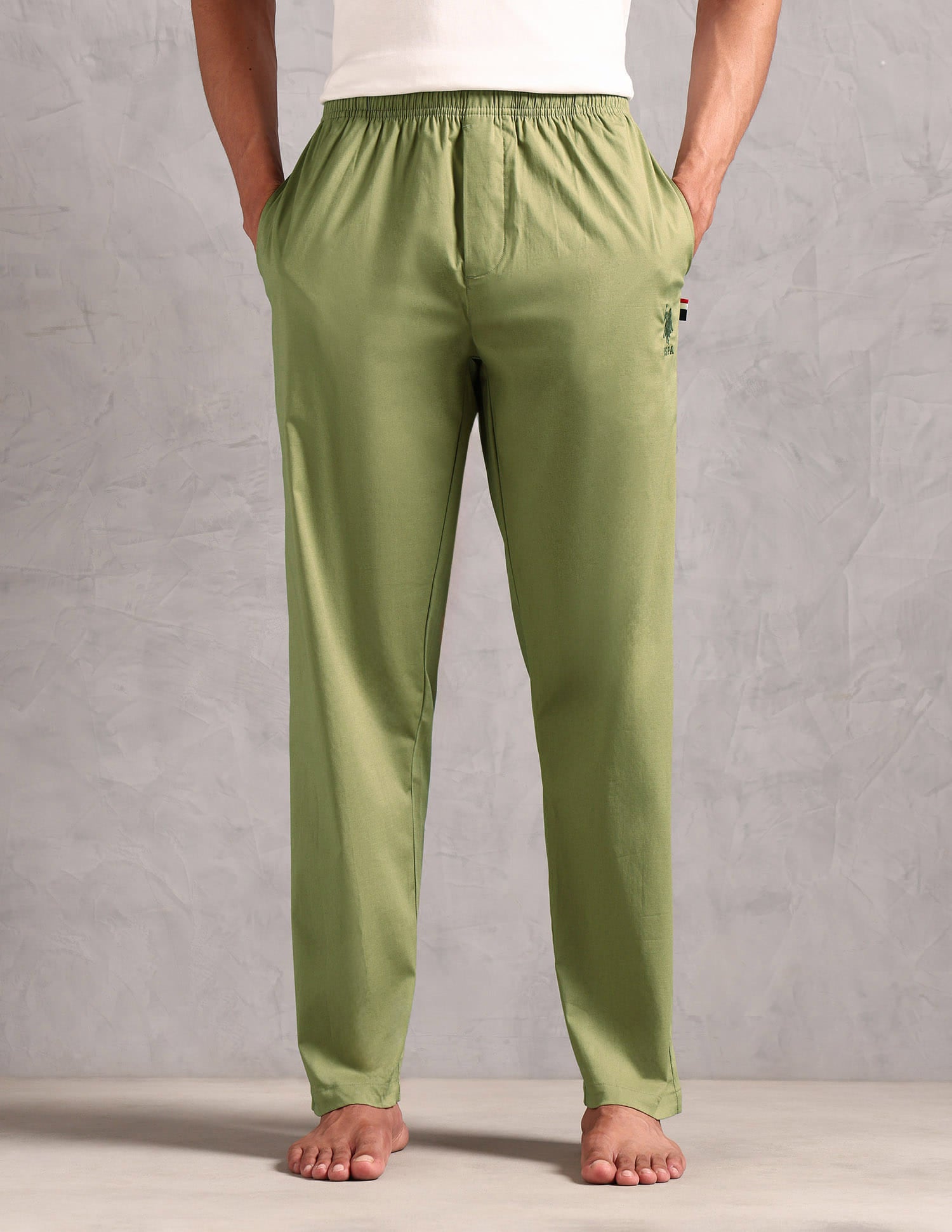 Relaxed Fit Solid LP003 Lounge Pants - Pack Of 1 Light Green - U.S. Polo Assn. India | Large