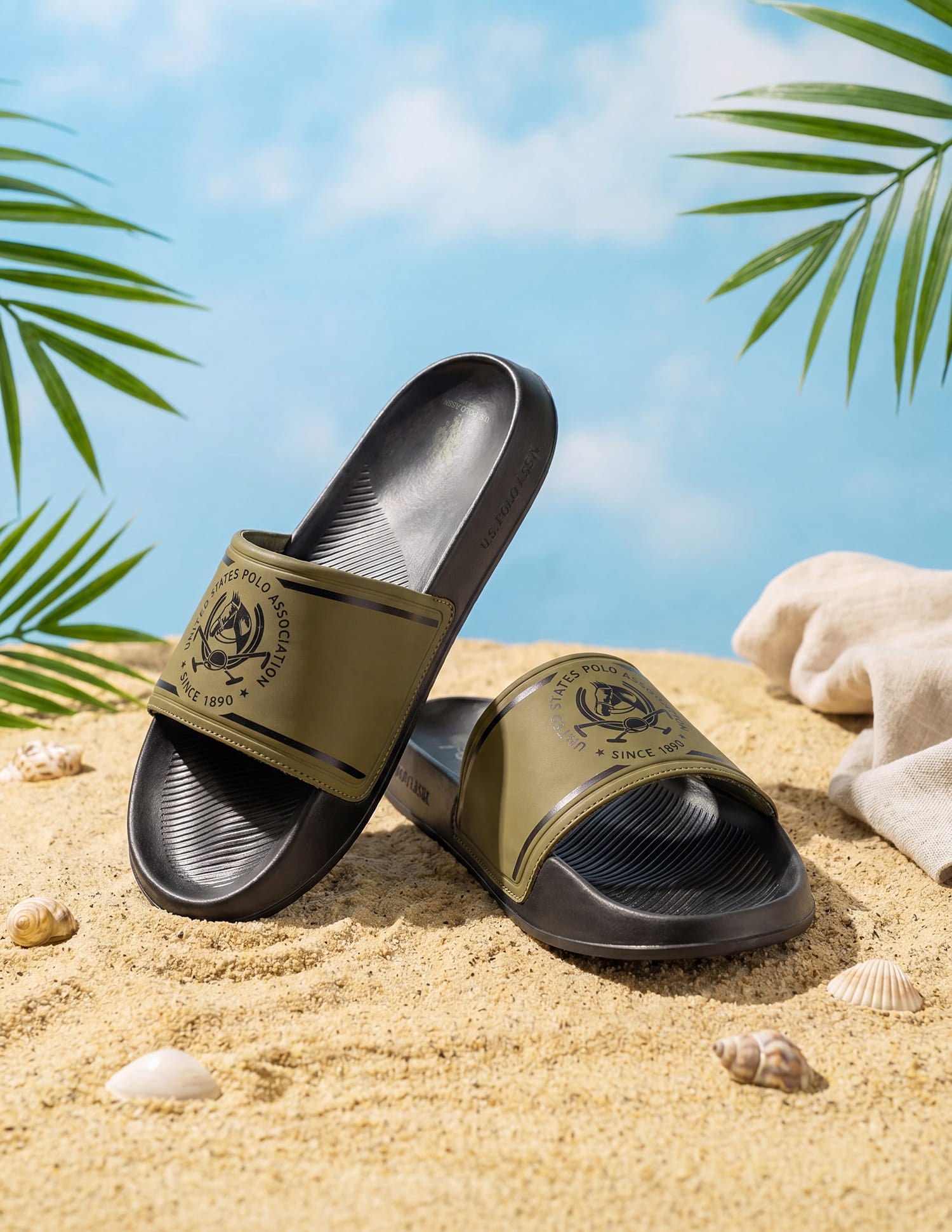 Men Zane 5.0 Open Toe Flat Sandals Green - U.S. Polo Assn. India | Large