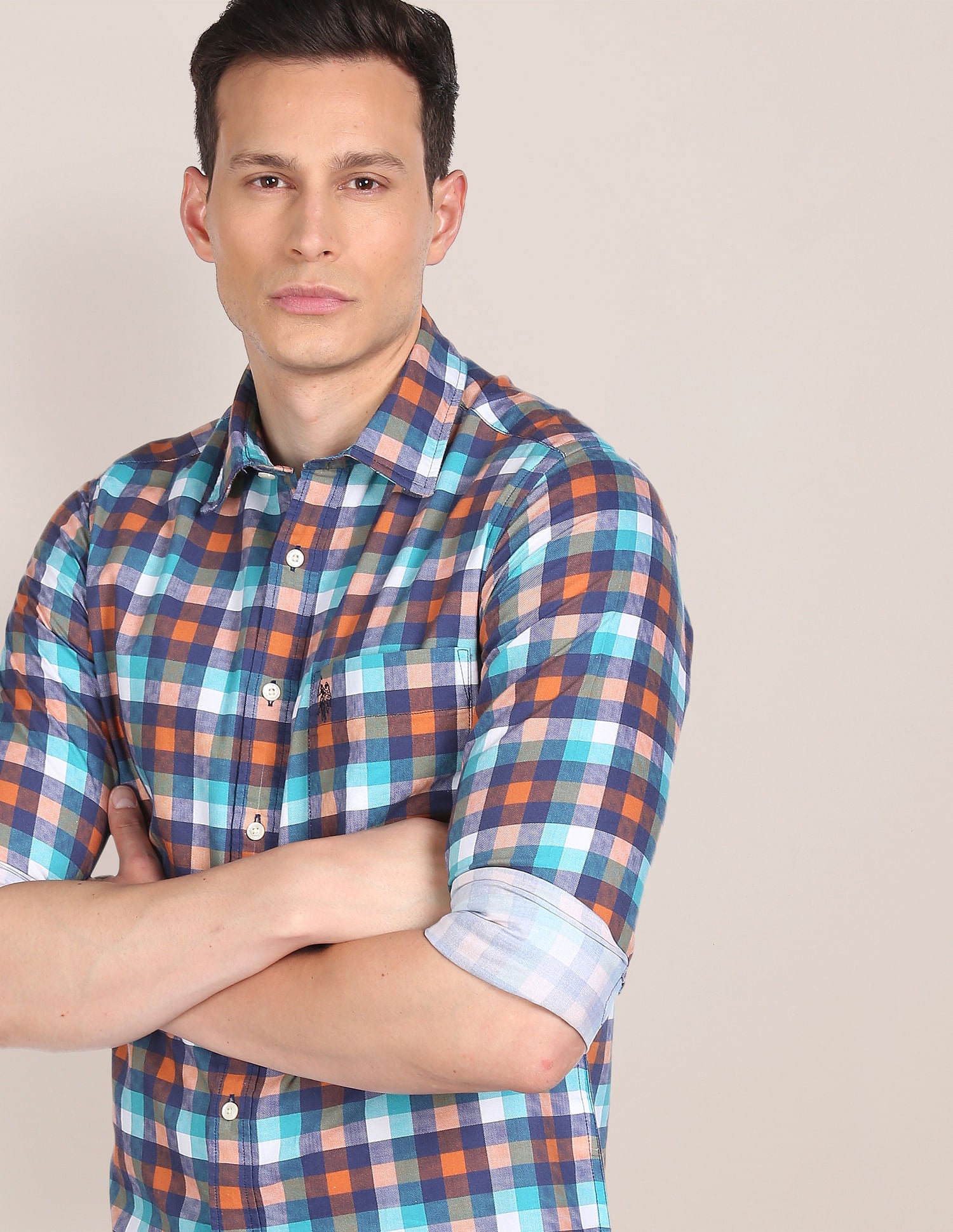 Cotton Check Casual Shirt Aqua - U.S. Polo Assn. India | Large