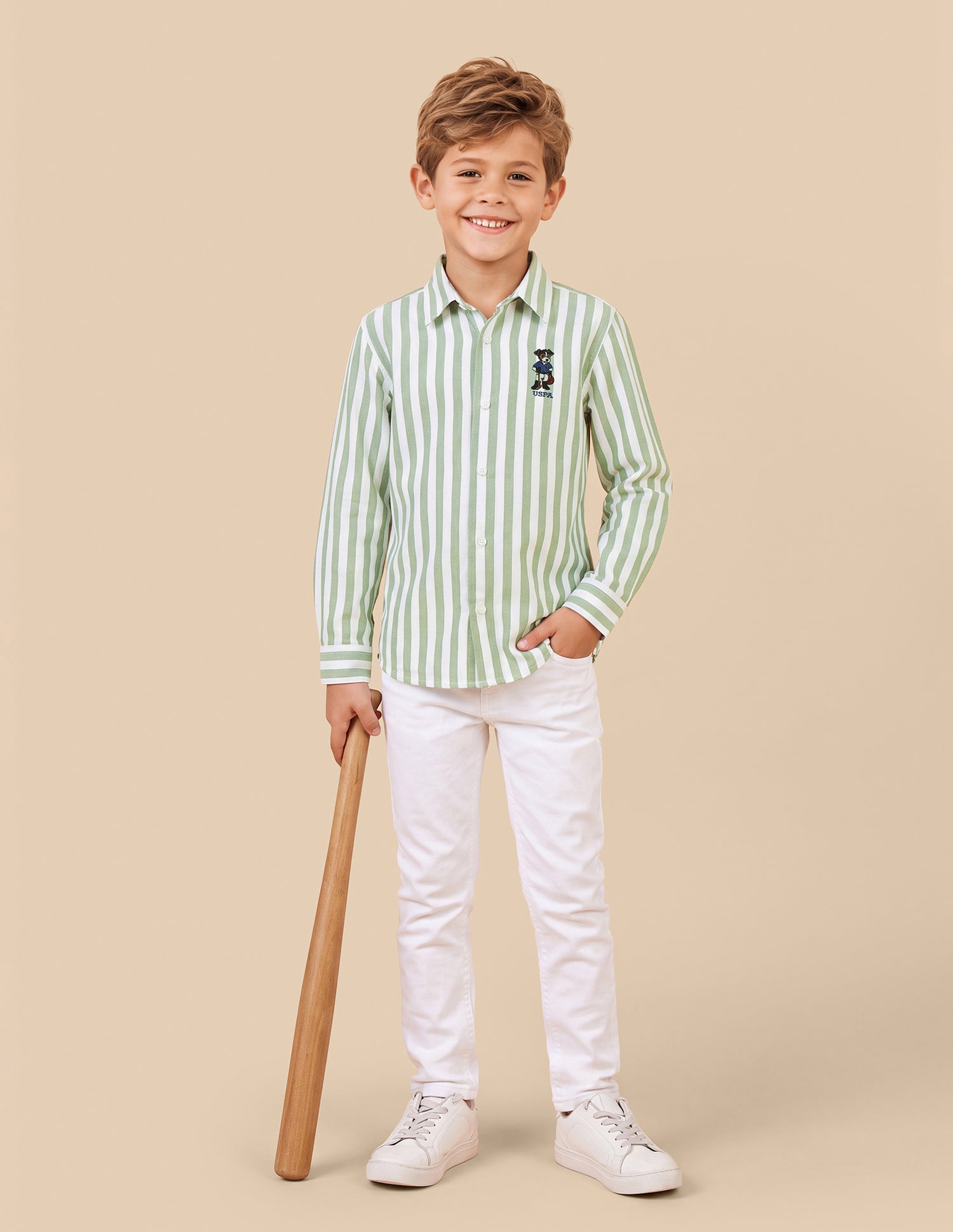 Vertical Striped Oxford Shirt Green - U.S. Polo Assn. India | Large
