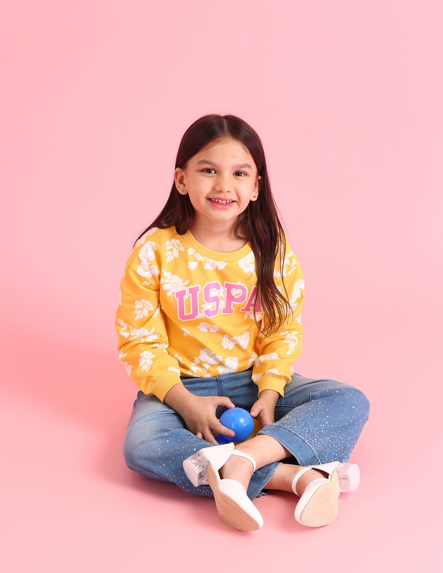 Girls Floral Printed Regular Fit Sweatshirt