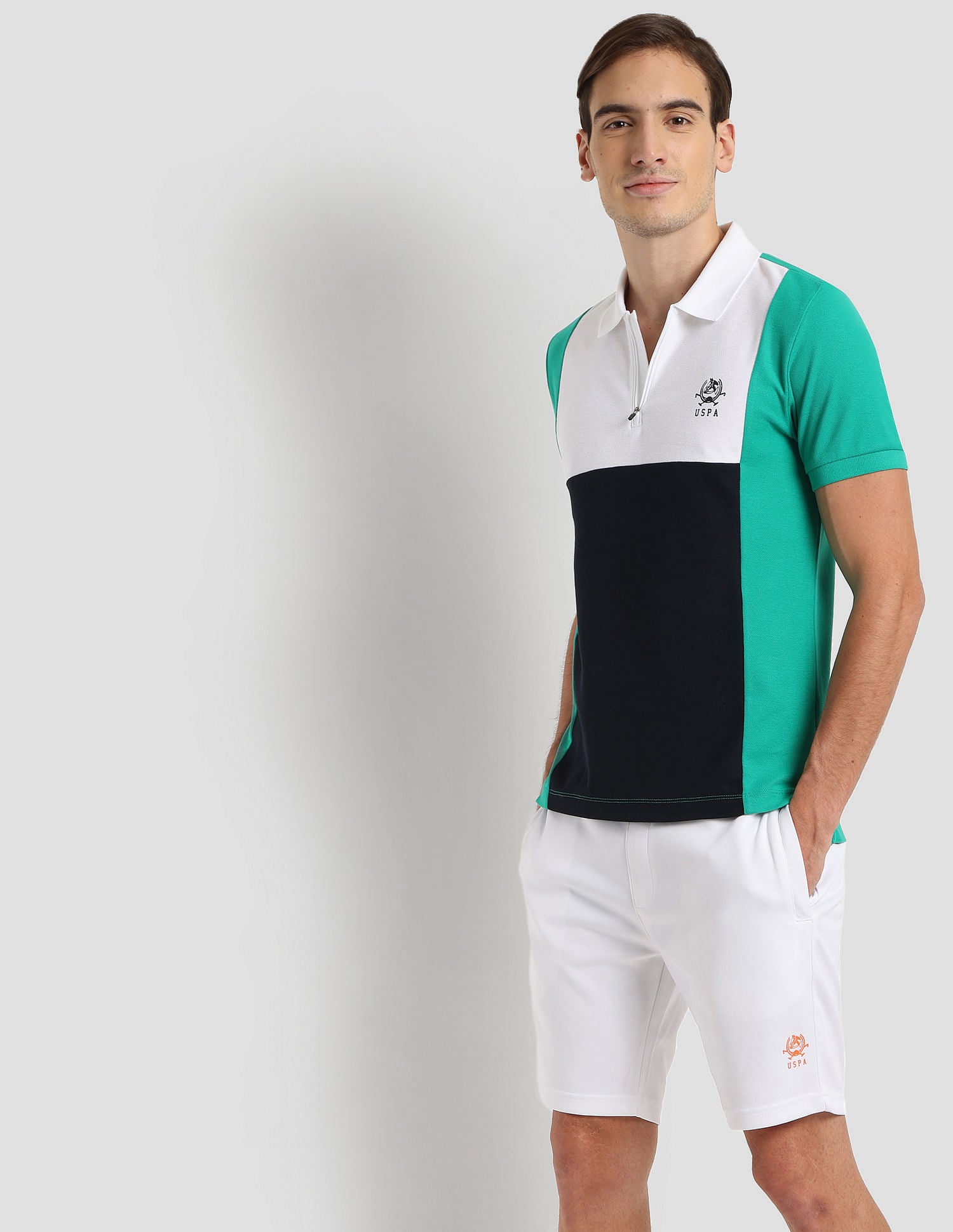 Panelled Sport Polo Shirt Green - U.S. Polo Assn. India | Large