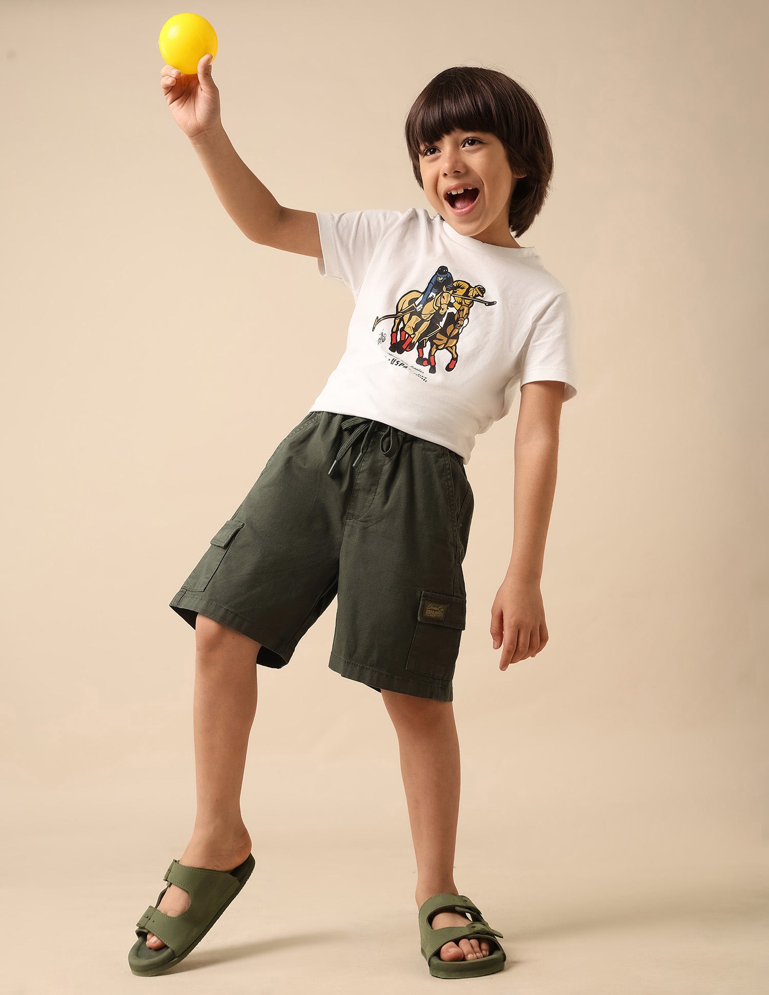 Boys Relaxed Fit Textured Cargo Shorts