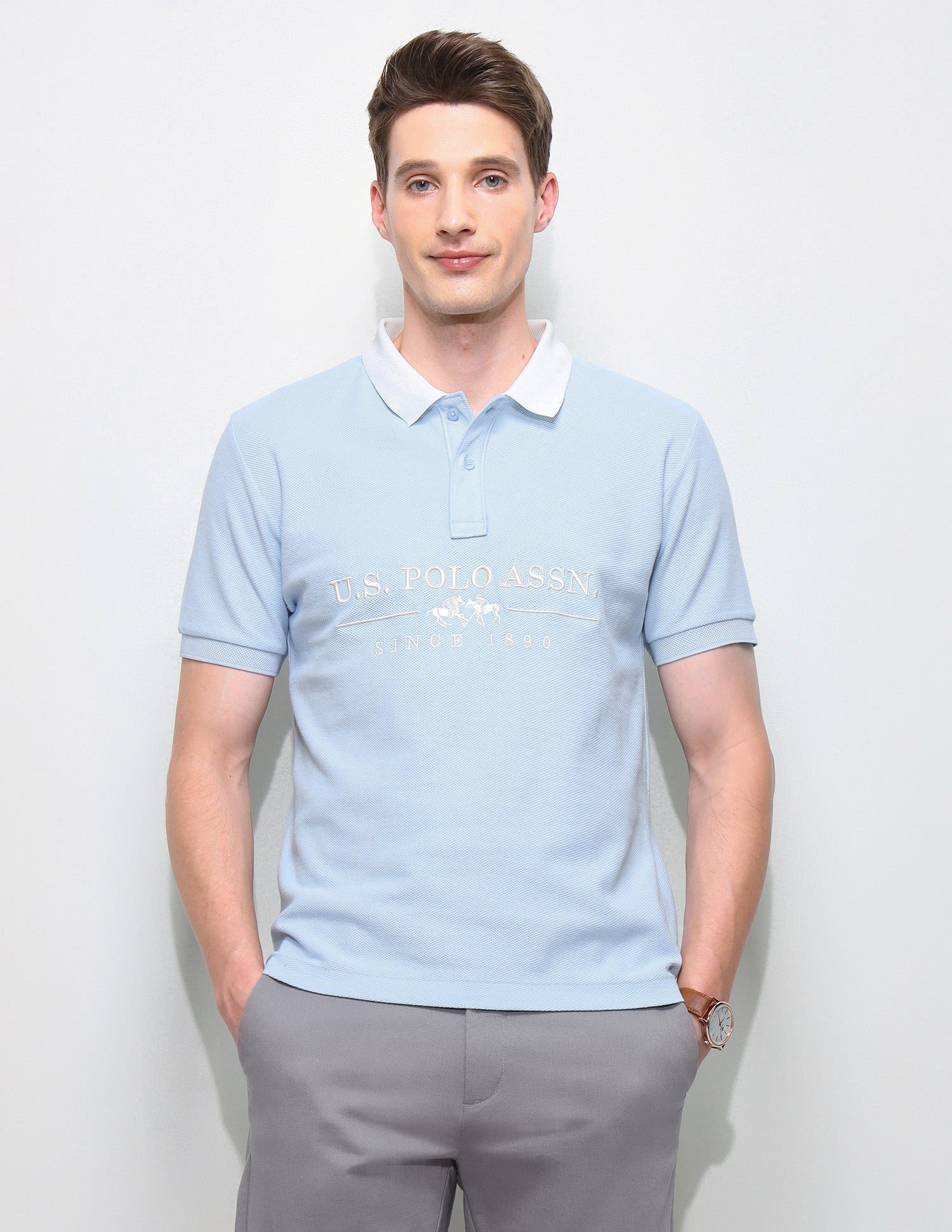 Brand Embroidered Slim Fit Polo Shirt