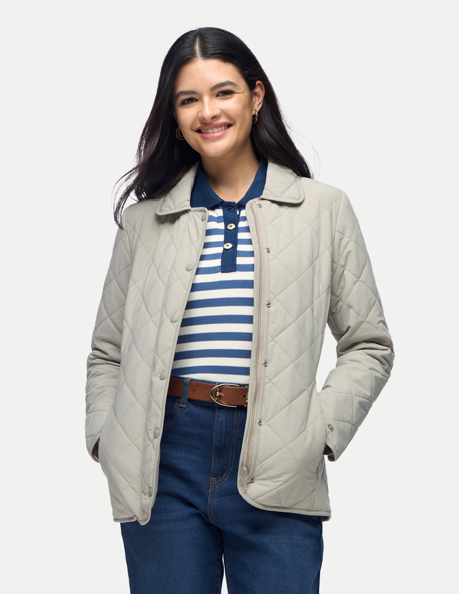 Solid Regular Fit Quilted Jacket Grey - U.S. Polo Assn. India | Large