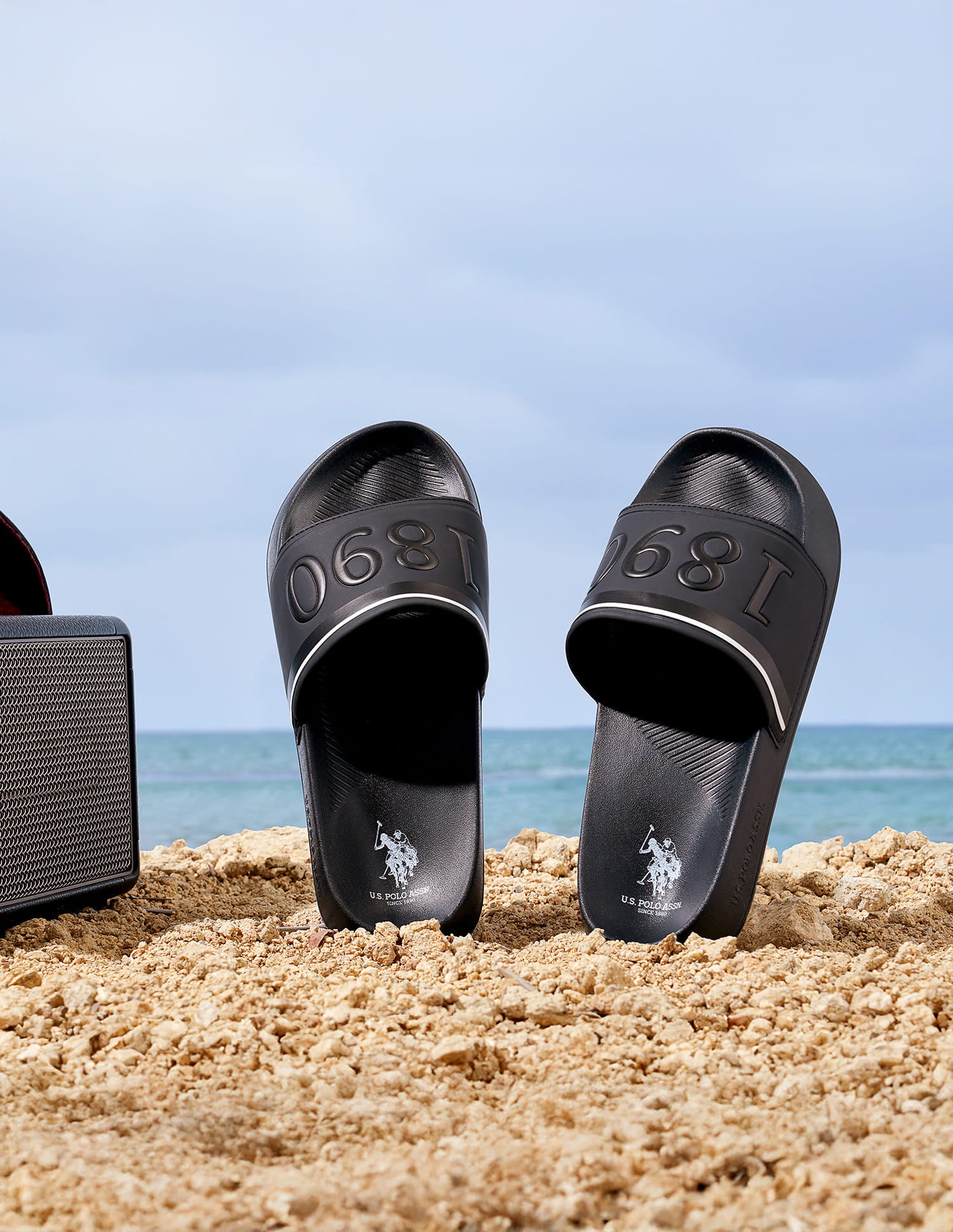 Men Typographic Kohana Sliders Black - U.S. Polo Assn. India | Large