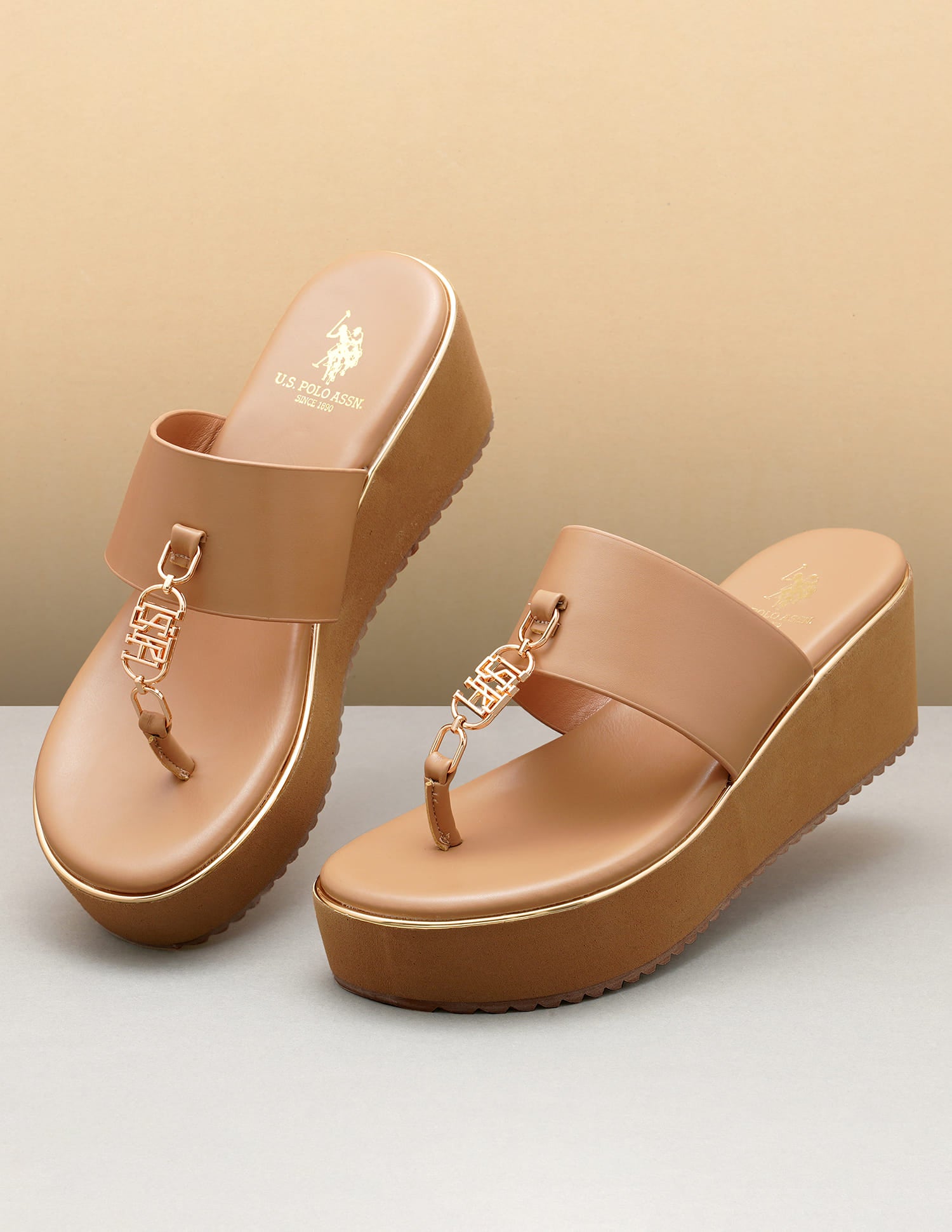 Alessia Beige Lightweight  Wedges Beige - U.S. Polo Assn. India | Large