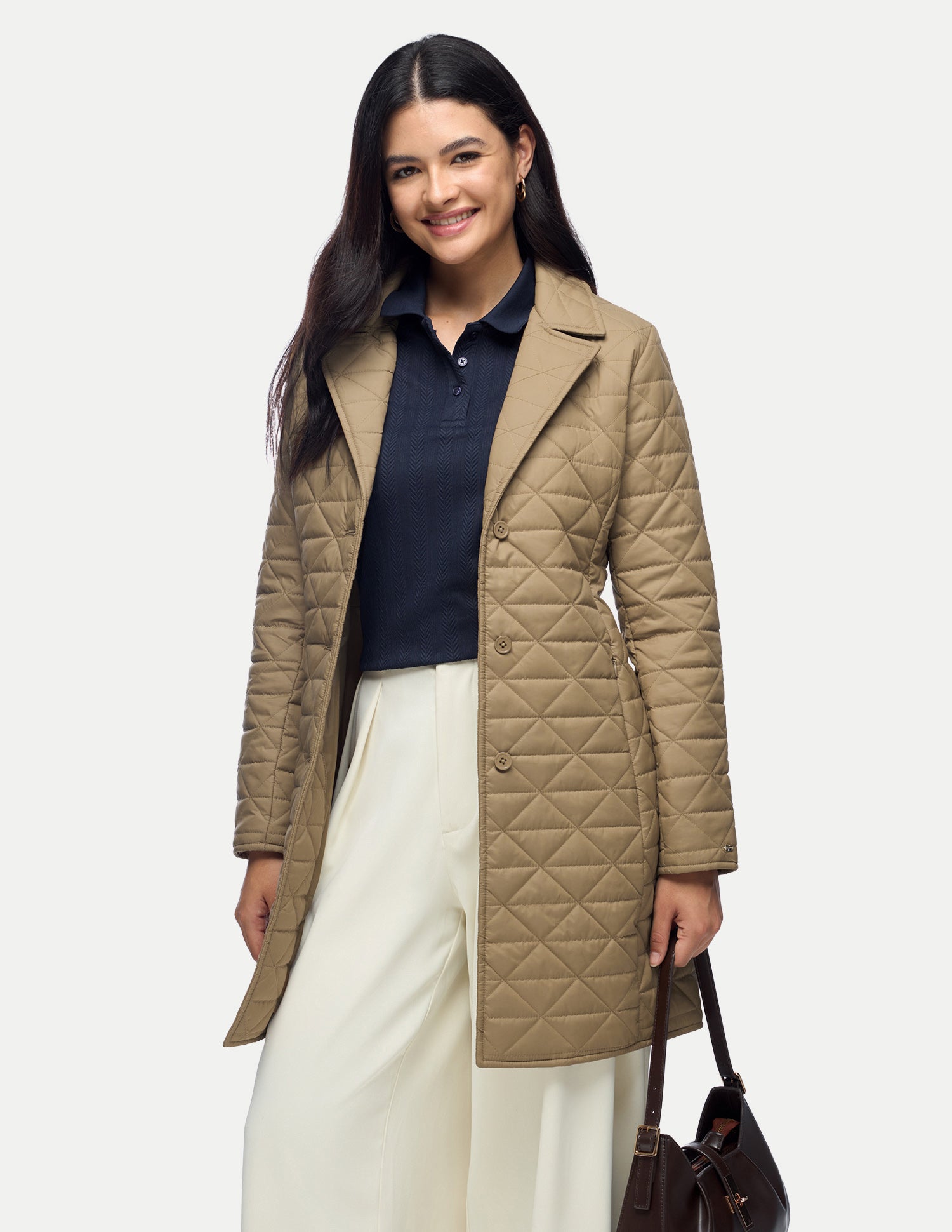 Solid Longline Quilted Jacket Beige - U.S. Polo Assn. India | Large