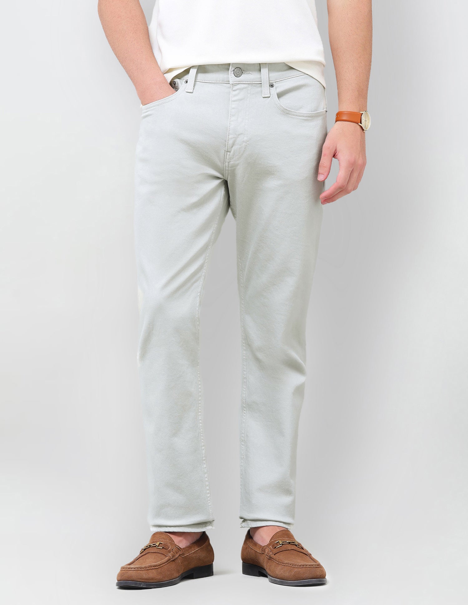 Harold Slim Straight Fit Green Jeans Light Green - U.S. Polo Assn. India | Large