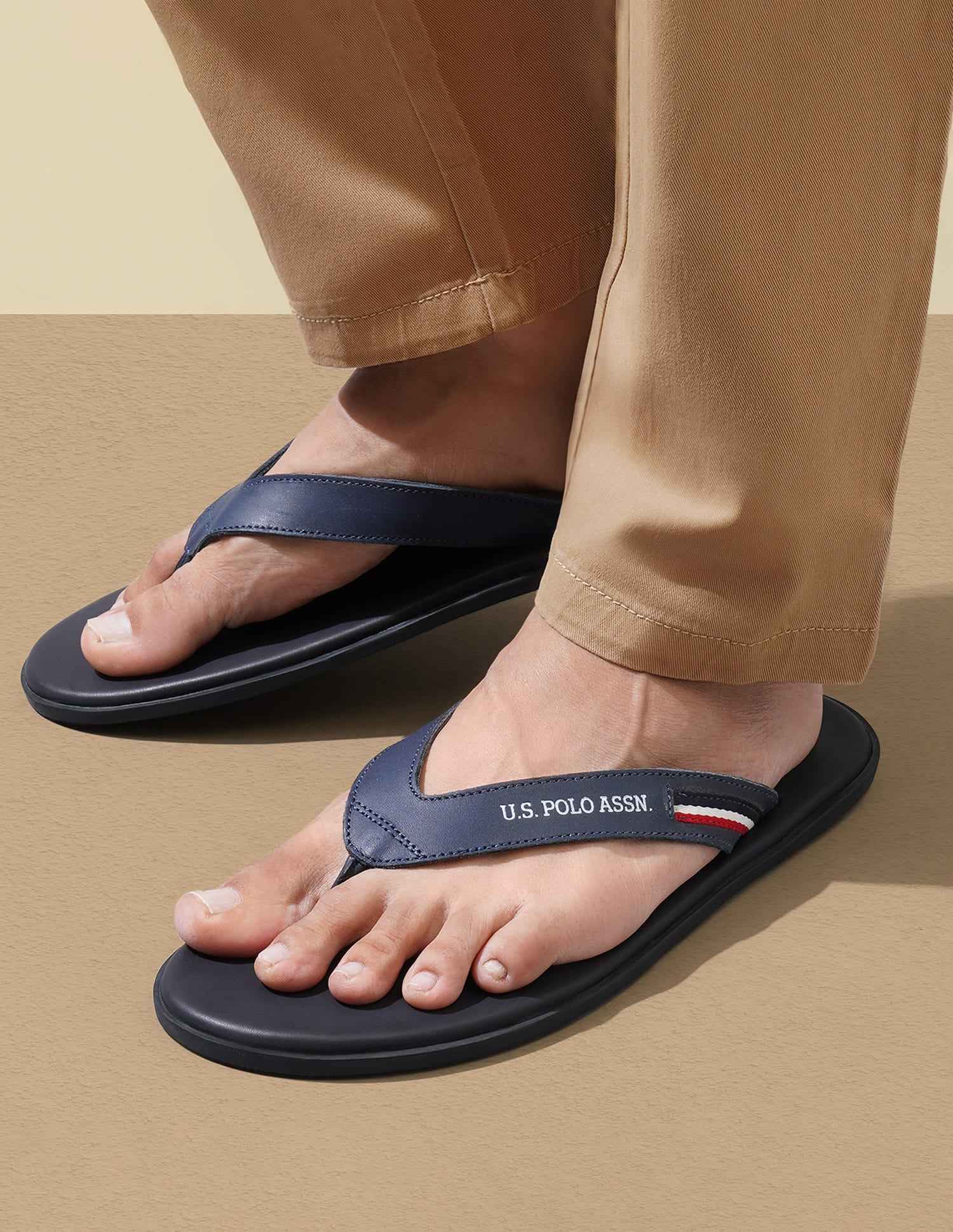 Men Logo Wanor 2.0 Flip Flops Navy - U.S. Polo Assn. India | Large