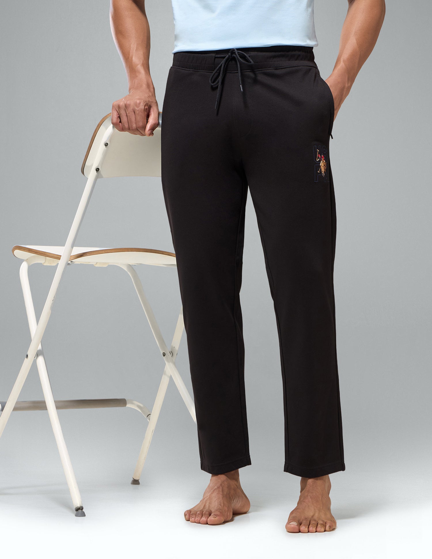 Relaxed Fit Mid Rise OR009 Track Pants Black - U.S. Polo Assn. India | Large