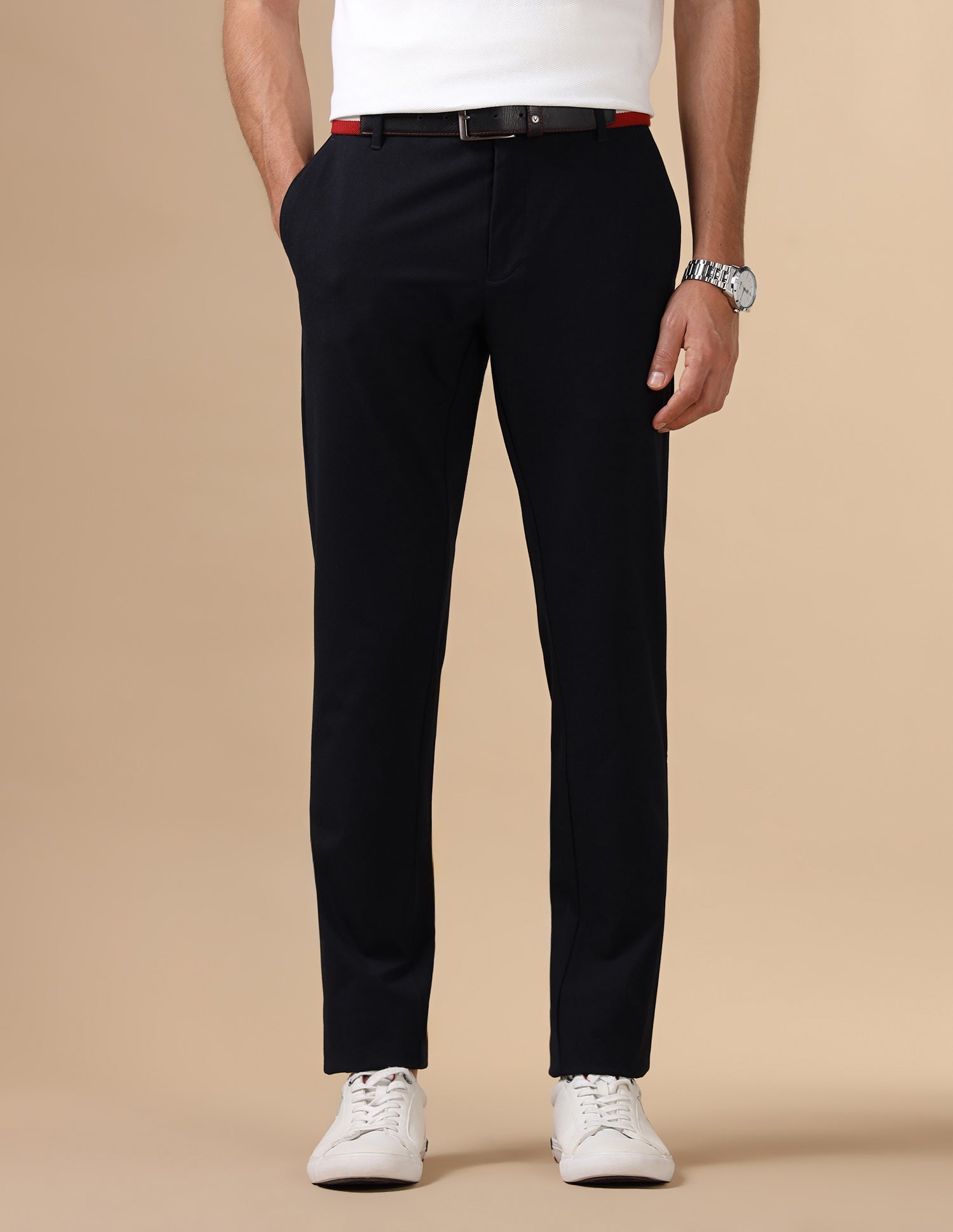 Mid Rise Satin Trousers Navy - U.S. Polo Assn. India | Large