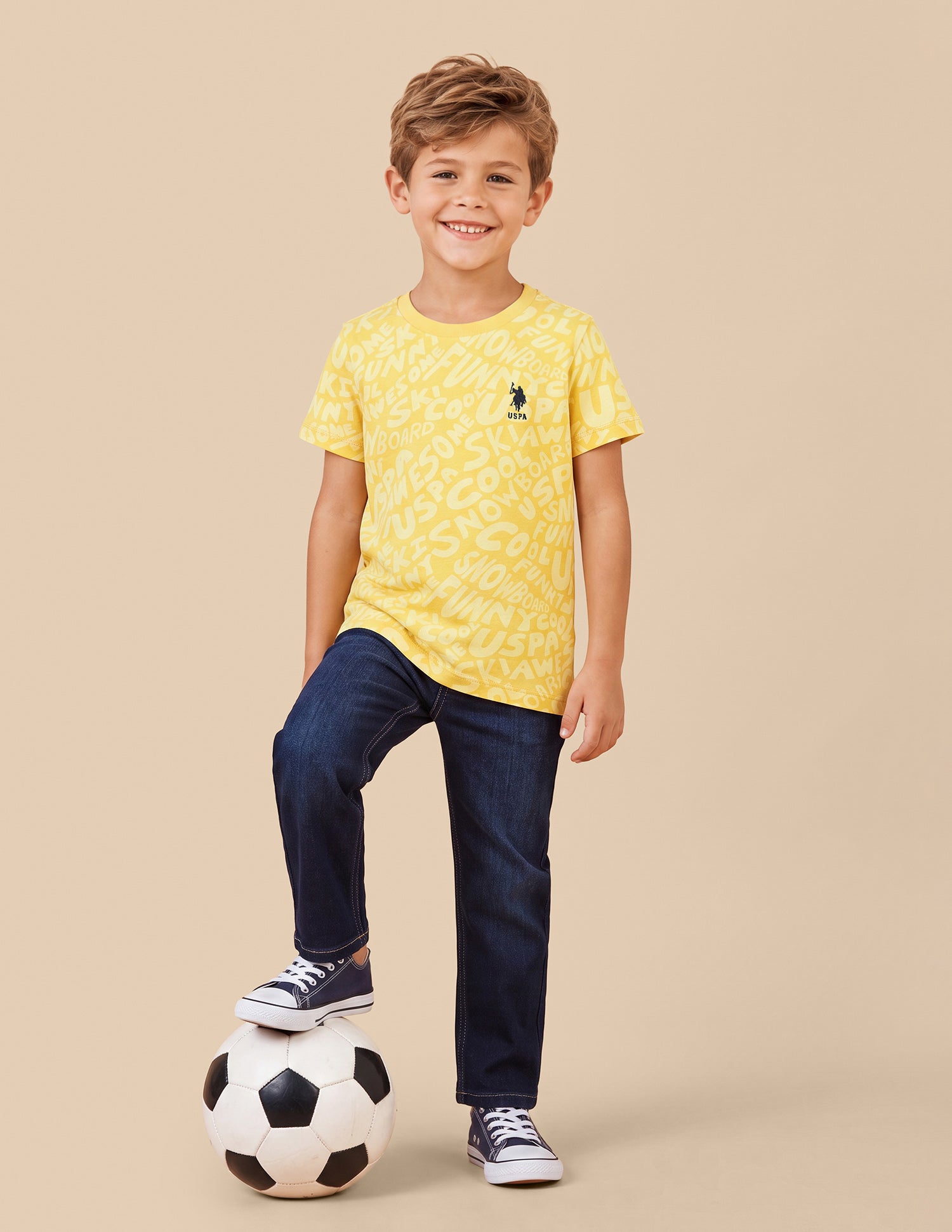 Typographic Printed Regular Fit T-Shirt Yellow - U.S. Polo Assn. India | Large