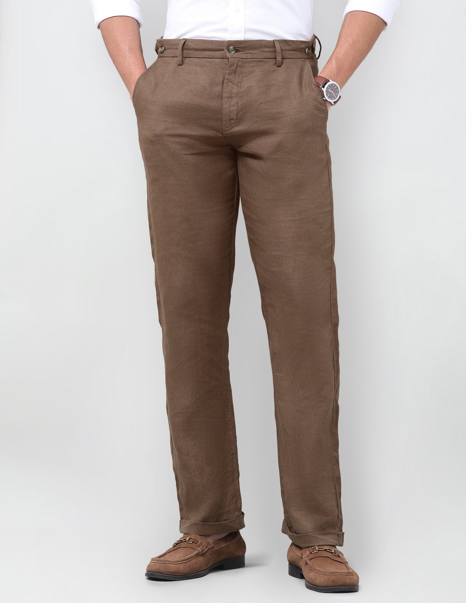 Mid Rise Riley Straight Fit Trousers Brown - U.S. Polo Assn. India | Large