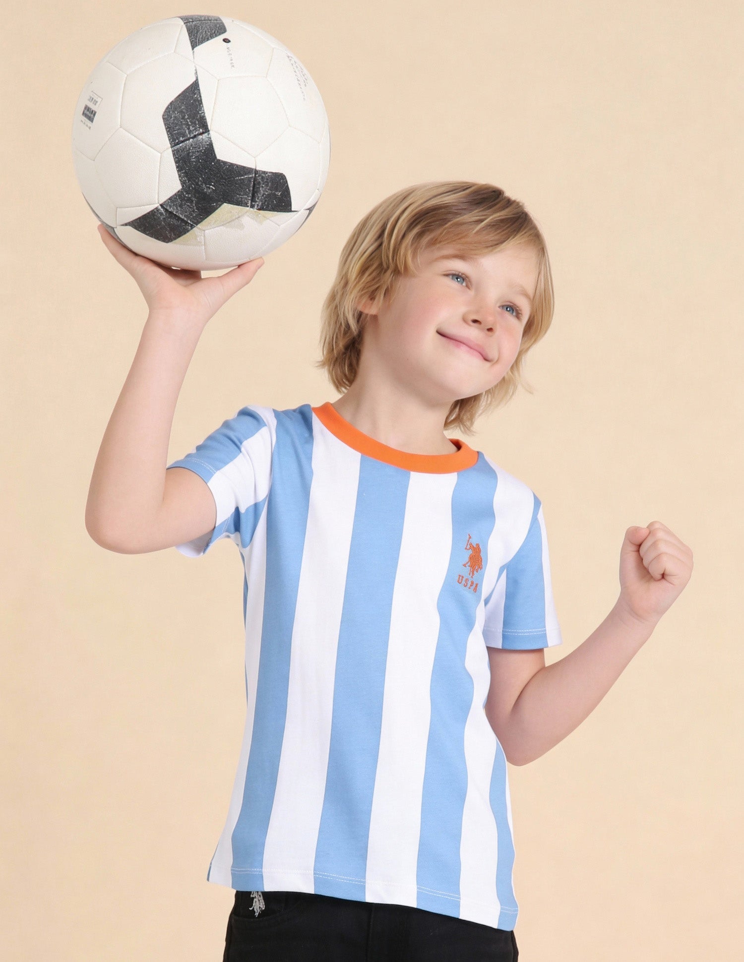 Boys Vertical Striped Regular Fit T-Shirt